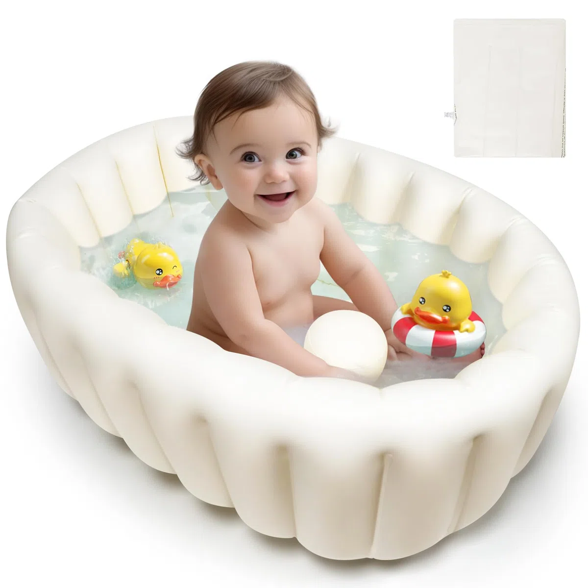 Vasca da bagno gonfiabile per bambini, pieghevole, da viaggio, per bambini e neonati da 0 a 12 mesi, supporto per ragazzi e ragazze