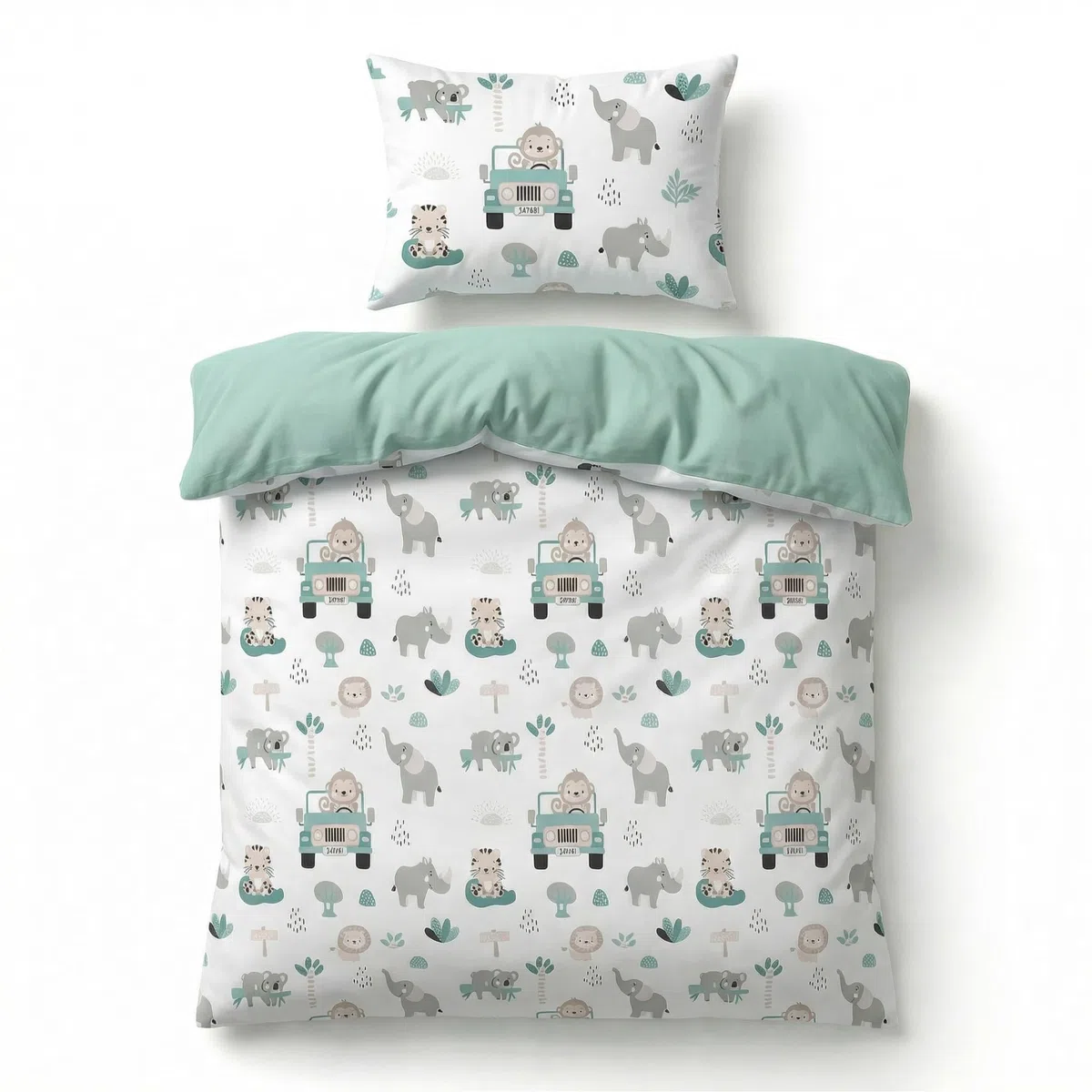 BABYSAFE Set Copripiumino Lettino 100x135 e Federa Cuscino 40x60 Coordinata, 100% Cotone Certificato Oeko-Tex - Copripiumino 100x135 Neonato per Culla, Lettino o Carrozzina Made in Europe