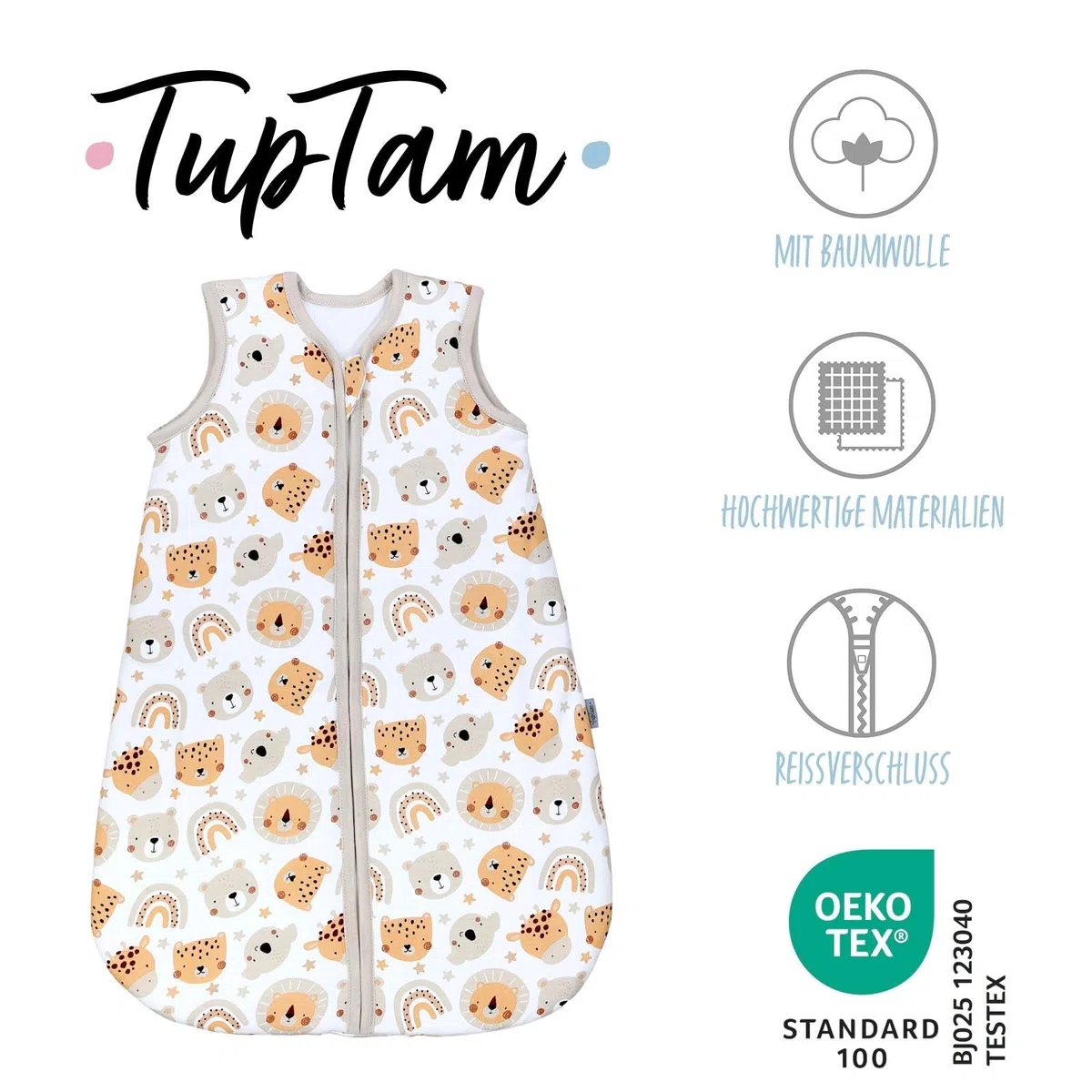 TupTam Sacco Nanna 2.5 TOG Tutte le Stagioni – Sacco Nanna Neonato, Cotone OEKO-TEX