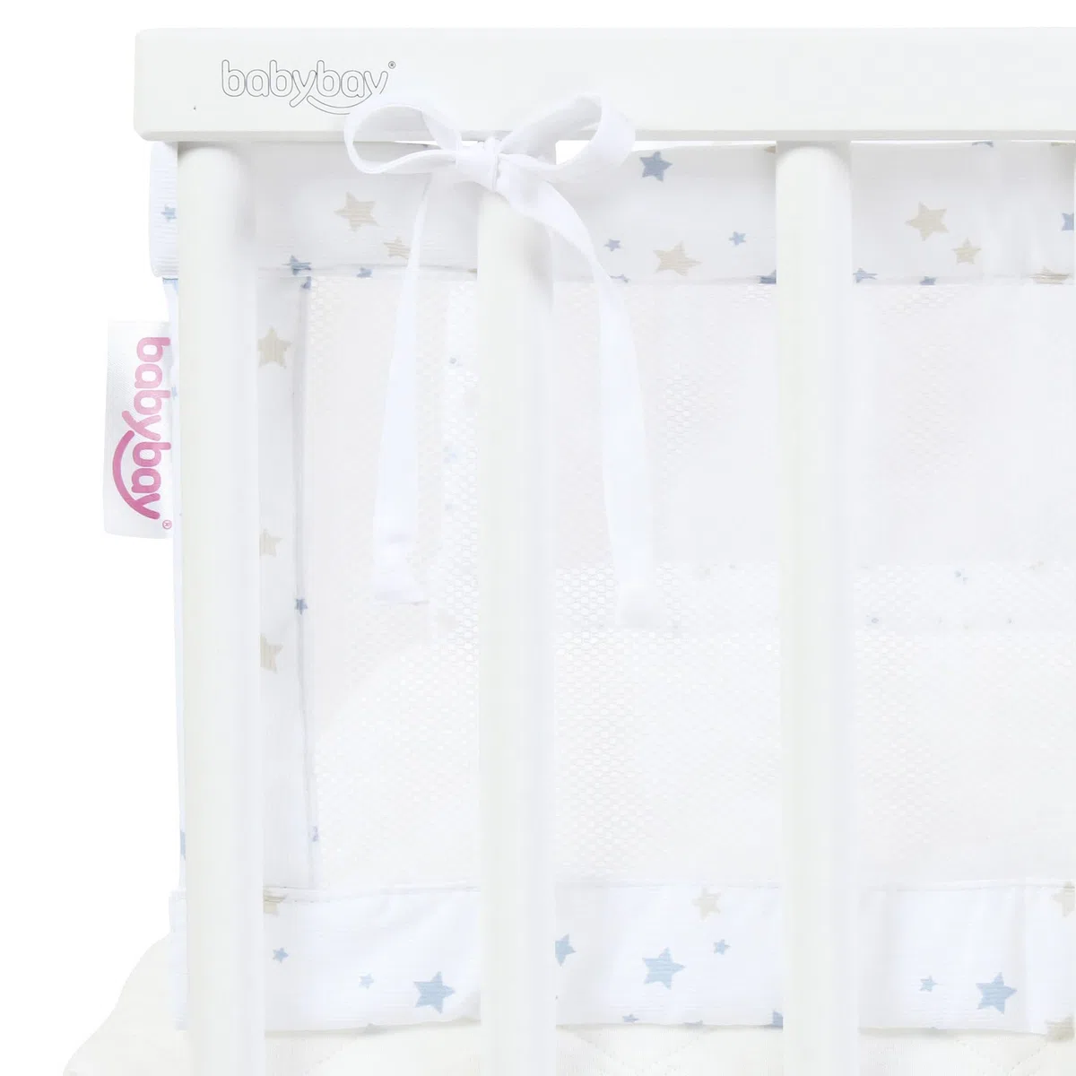 Babybay Babynest Mesh-Piqué Suitable For Model Original, White Starsmix Sand/Azure - 180 g