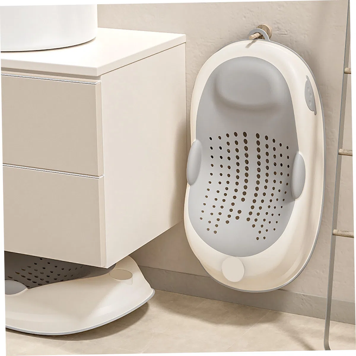 Supporto per bagnetto | Supporto per bagnetto, seggiolino per vasca da bagno antiscivolo con colonna vertebrale morbida e piedi pieghevoli, grigio