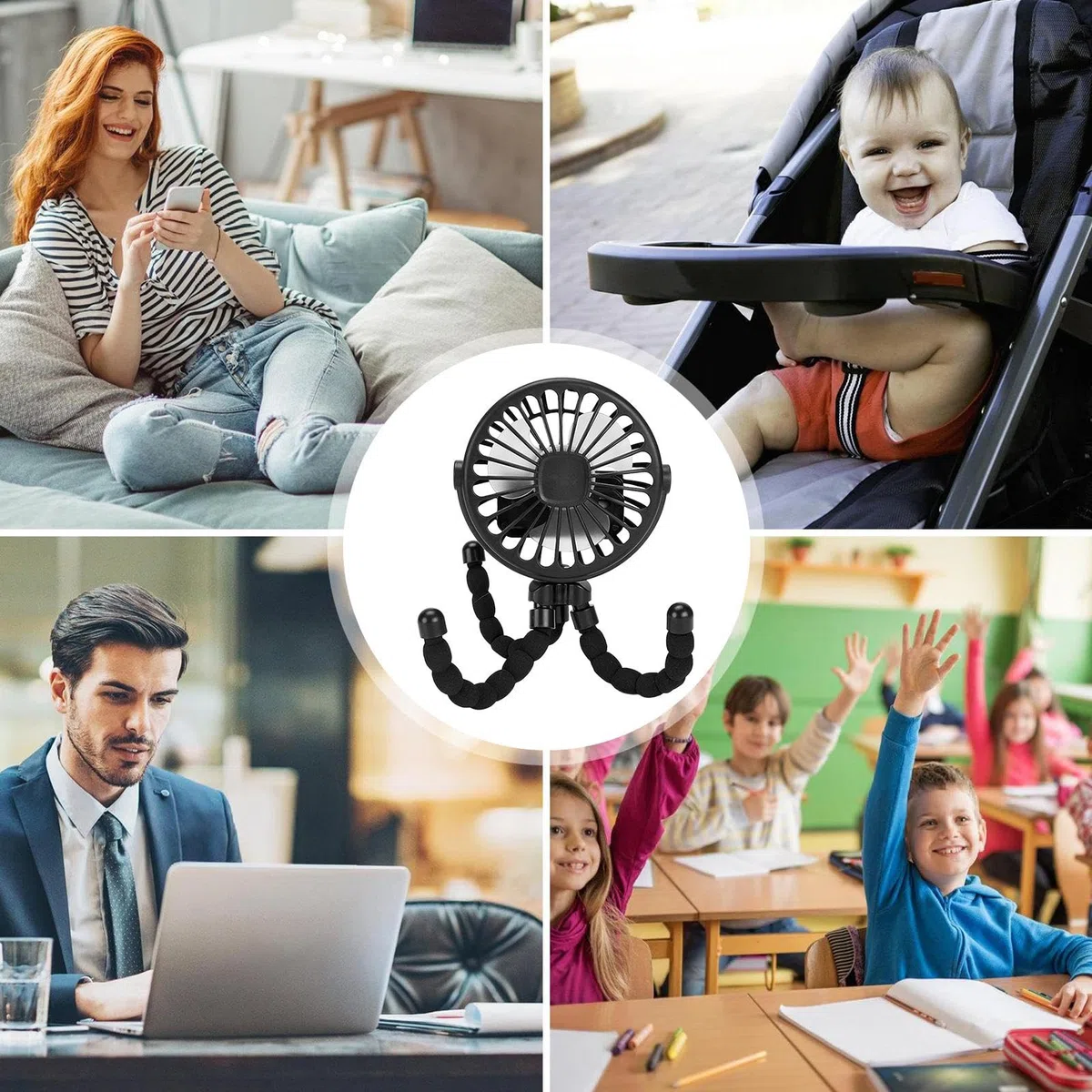 Generico Ventilatore portatile per passeggino da viaggio, ventilatore clip,Ventilatore da passeggino girevole da viaggio per bambini - ventola di raffreddamento portatile girevole