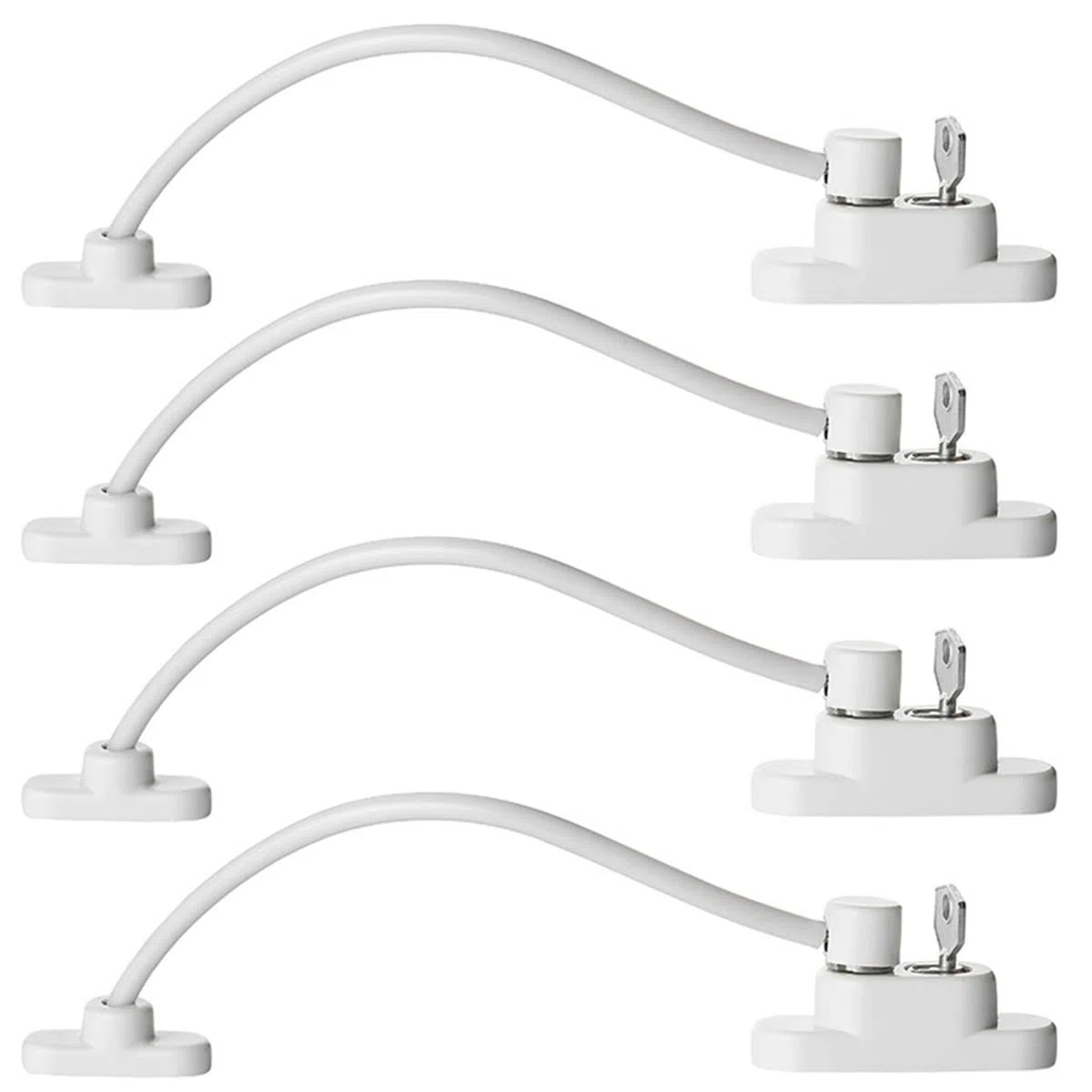 Confezione da 4 limitatori per finestre in UPVC, serrature di sicurezza professionali per bambini, con viti e chiavi, serrature durevoli per la sicurezza e la protezione dei bambini (4 pezzi)
