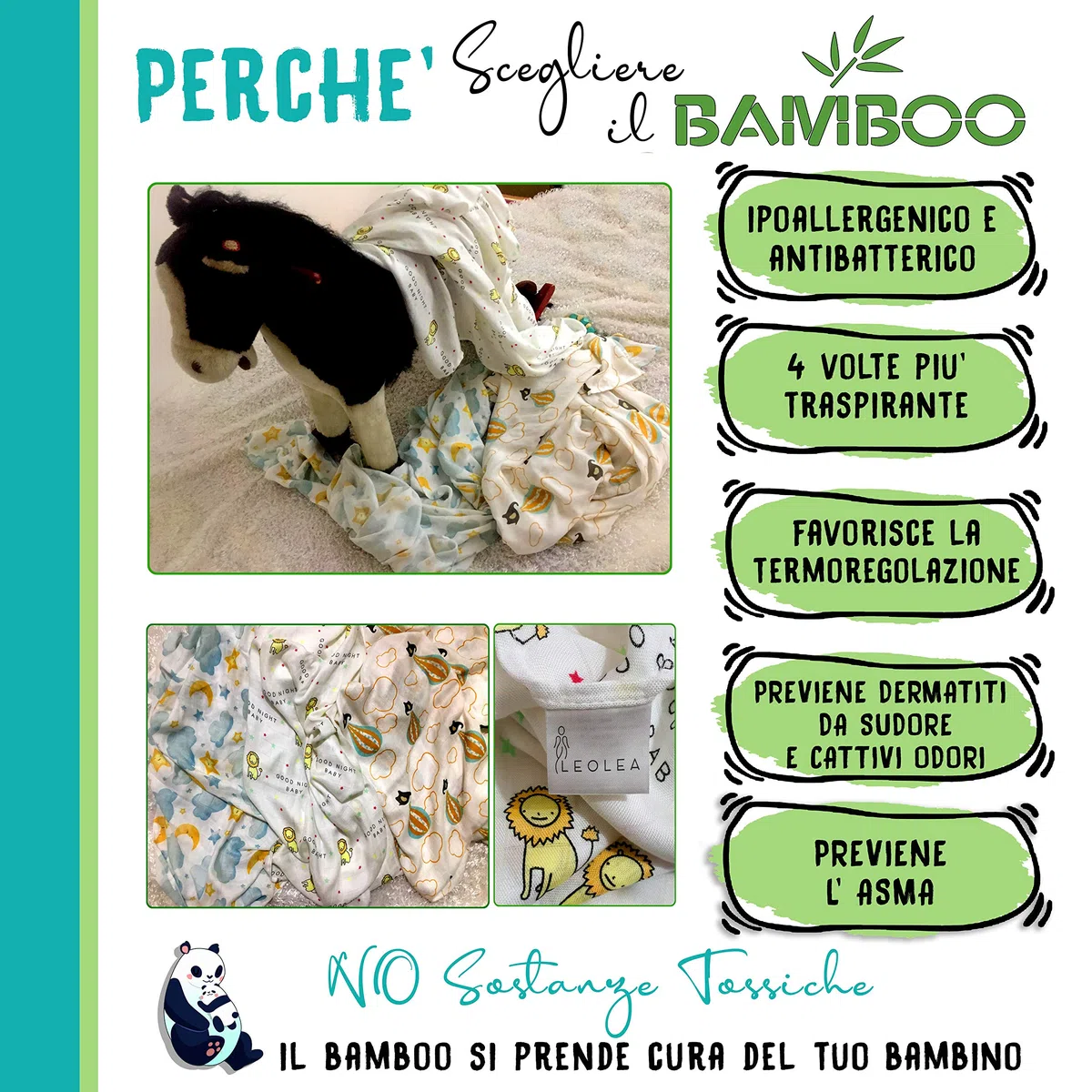 Mussole Neonato Bamboo 100% Biologico, 3 Copertine In Mussola, 120x120, Copertina Neonati Per Culla, Passeggino, Ovetto, Morbide, Sicure, Per Tutte Le Stagioni Più Portaciuccio Omaggio Leolea
