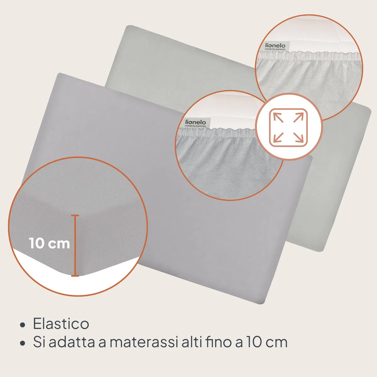 LIONELO Lenzuola con angoli per lettino neonato, Set da 2, 118x60 cm, Cotone di bambù naturale, Traspiranti, Ideali per materasso di lettino, lettino da viaggio/Campeggio o culla, Bianco/Grigio