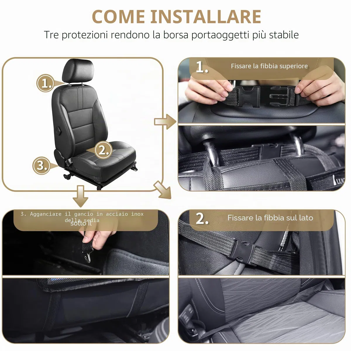 LUCMO Organizer per sedile posteriore con supporto per tablet, 6 tasche portaoggetti portaoggetti per auto con vassoio pieghevole per alimenti, protezioni per sedili auto, accessori da viaggio