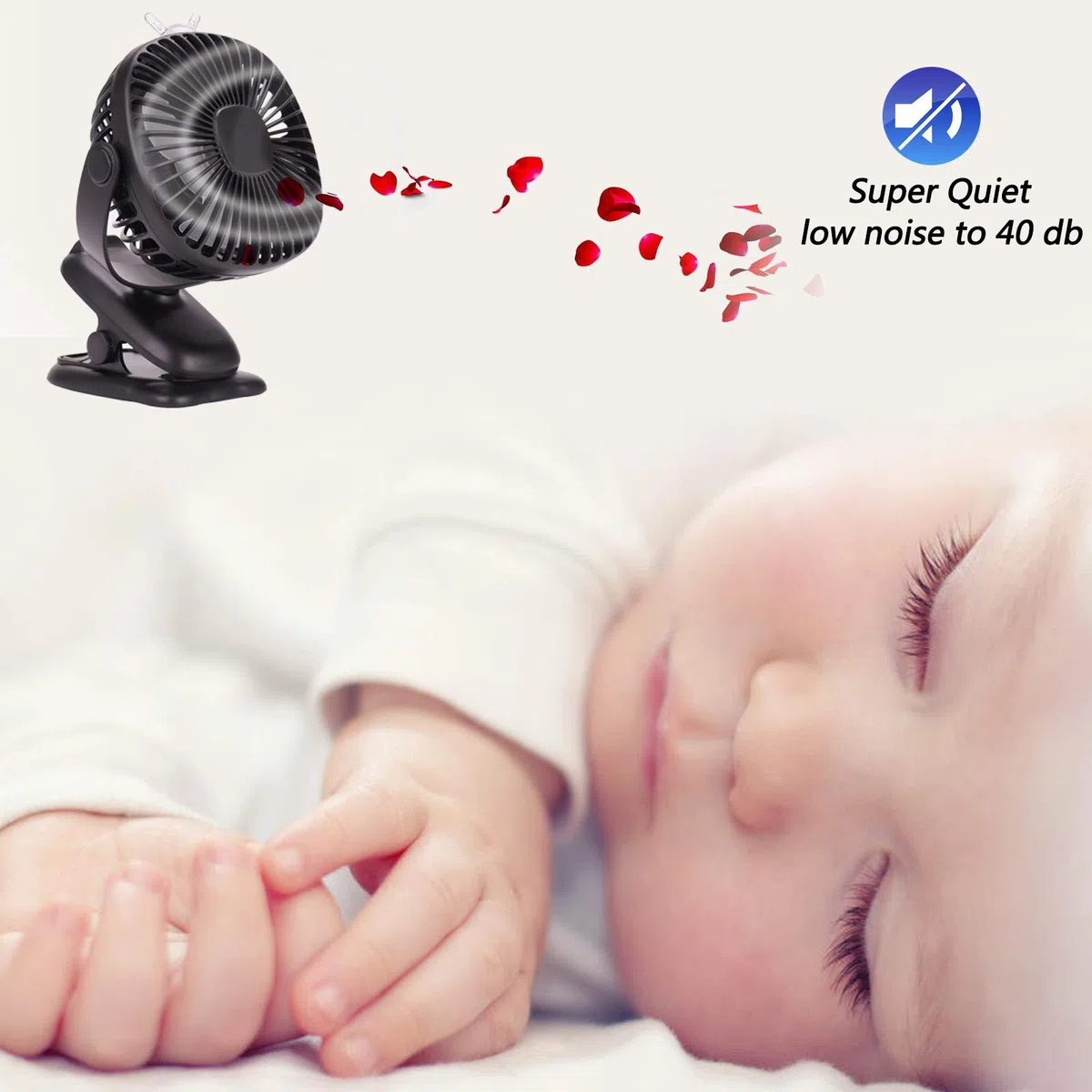 Venforze Clip on Stroller Fan, 6000mAh USB fan Mini Personal Desk Fan con batteria ricaricabile azionato 4 Velocità 360° rotazione raffreddamento Desktop Fans per Buggy carrozzine passeggini uffici