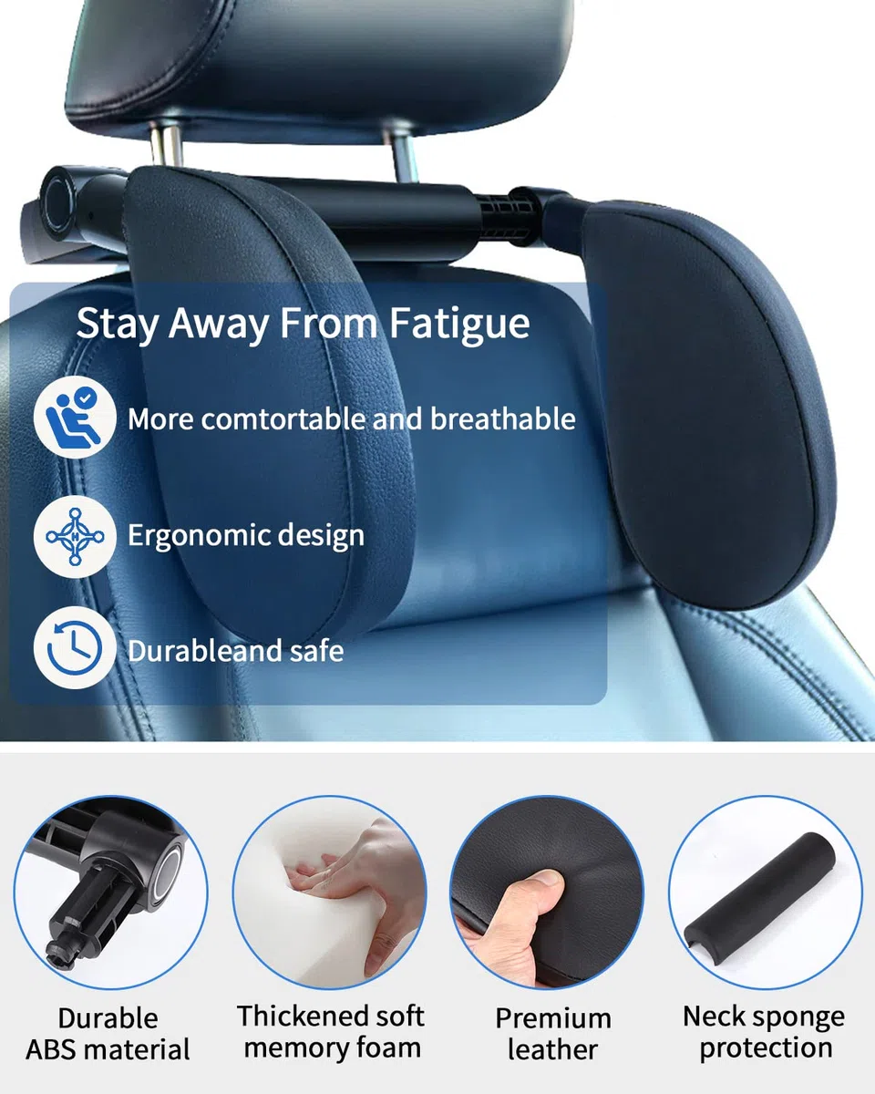 Poggiatesta Auto, Poggiatesta Auto Bambini, Poggiatesta Ergonomico Per Auto, Poggiatesta Per Sedile Auto Regolabile Con Porta Cellulare E Scatola Per Aromaterapia Per Adulti, Bambini, Gestante.
