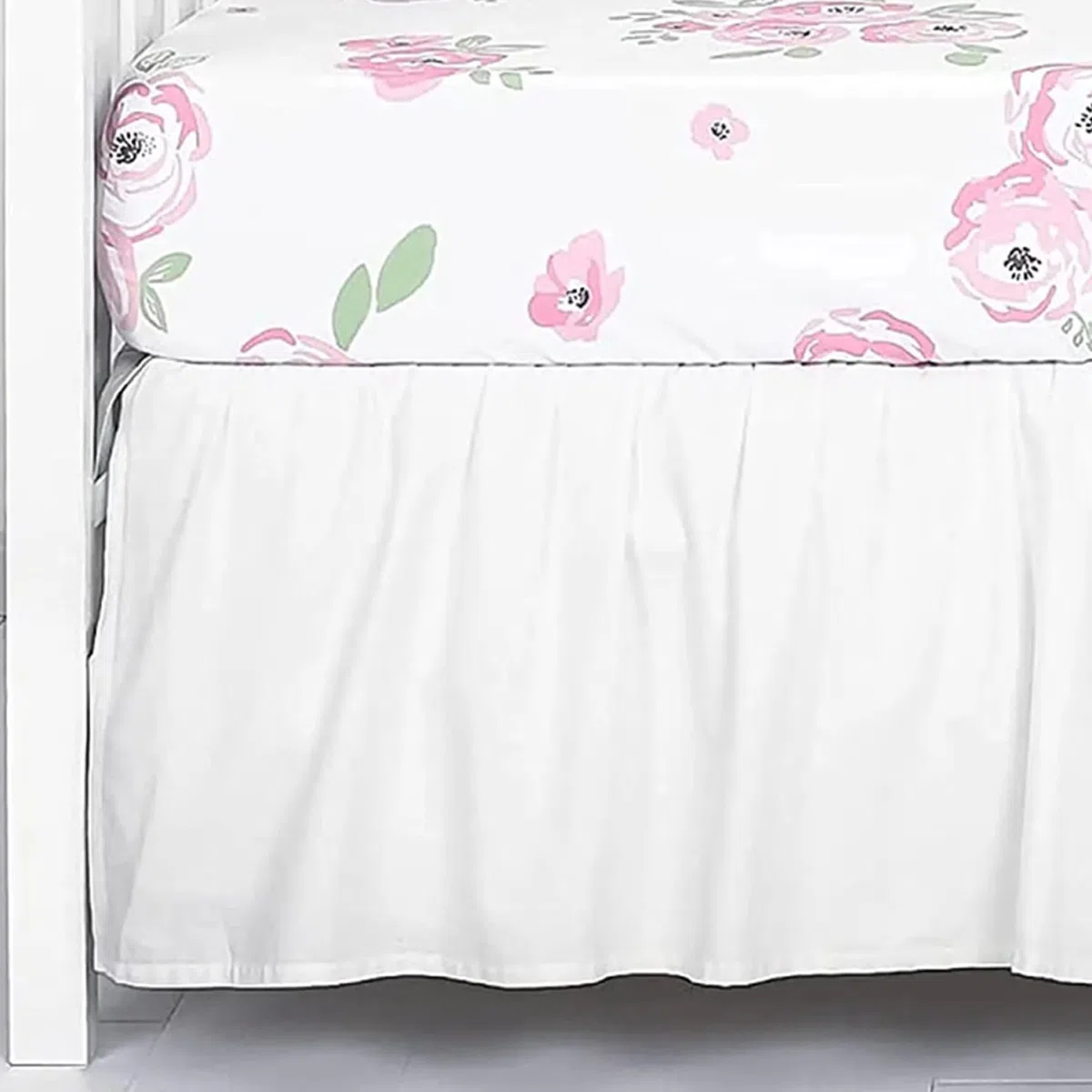 Gonne bianche per lettino per culla, gonna per biancheria da letto per bambini per culla per neonati o ragazzi, 28x52x14 pollici
