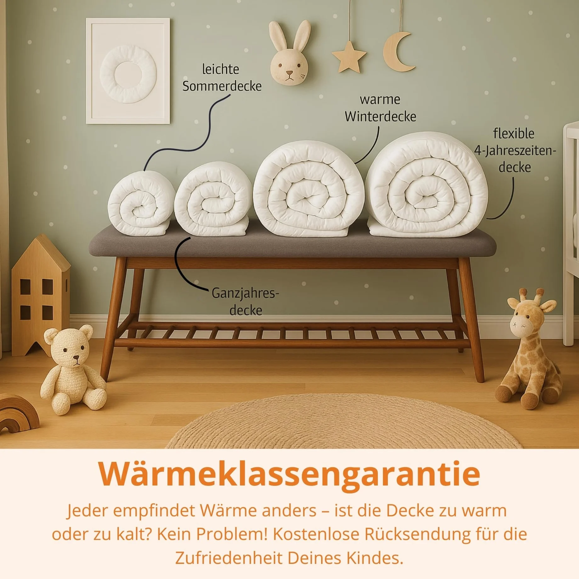 sleepling 196277 baby set per lettino bimbo composto da piumino per tutto l'anno 80 x 80 cm e cuscino piatto 35 x 40 cm, 100% microfibra, anallergico, bianco