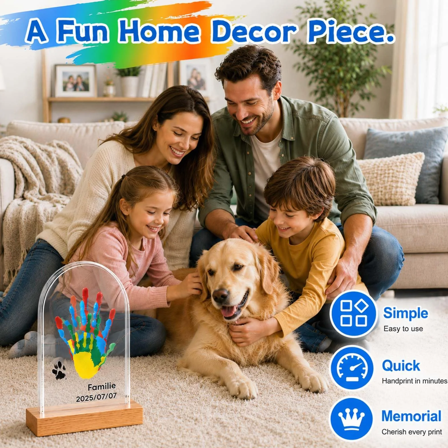 Kit Impronte Famiglia per 5 Persone, Set Impronte Mani e Piedi Bambino, Colori a Dita Non Tossici, Regalo Nascita Personalizzato per Neonati e Bambini, Idea Regalo di Natale