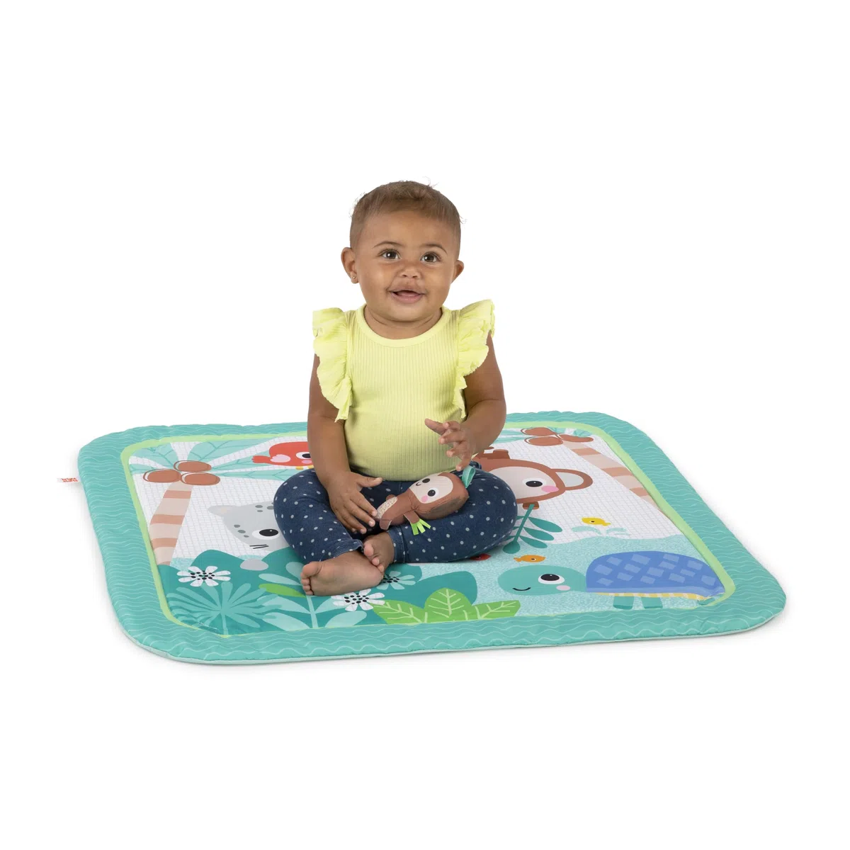 Bright Starts, Palestrina multiattivita' Palm Party, 4 giocattoli inclusi, arco giochi amovibile, 3 modalita' di gioco, leggera e da trasportare, Dal neonato in su