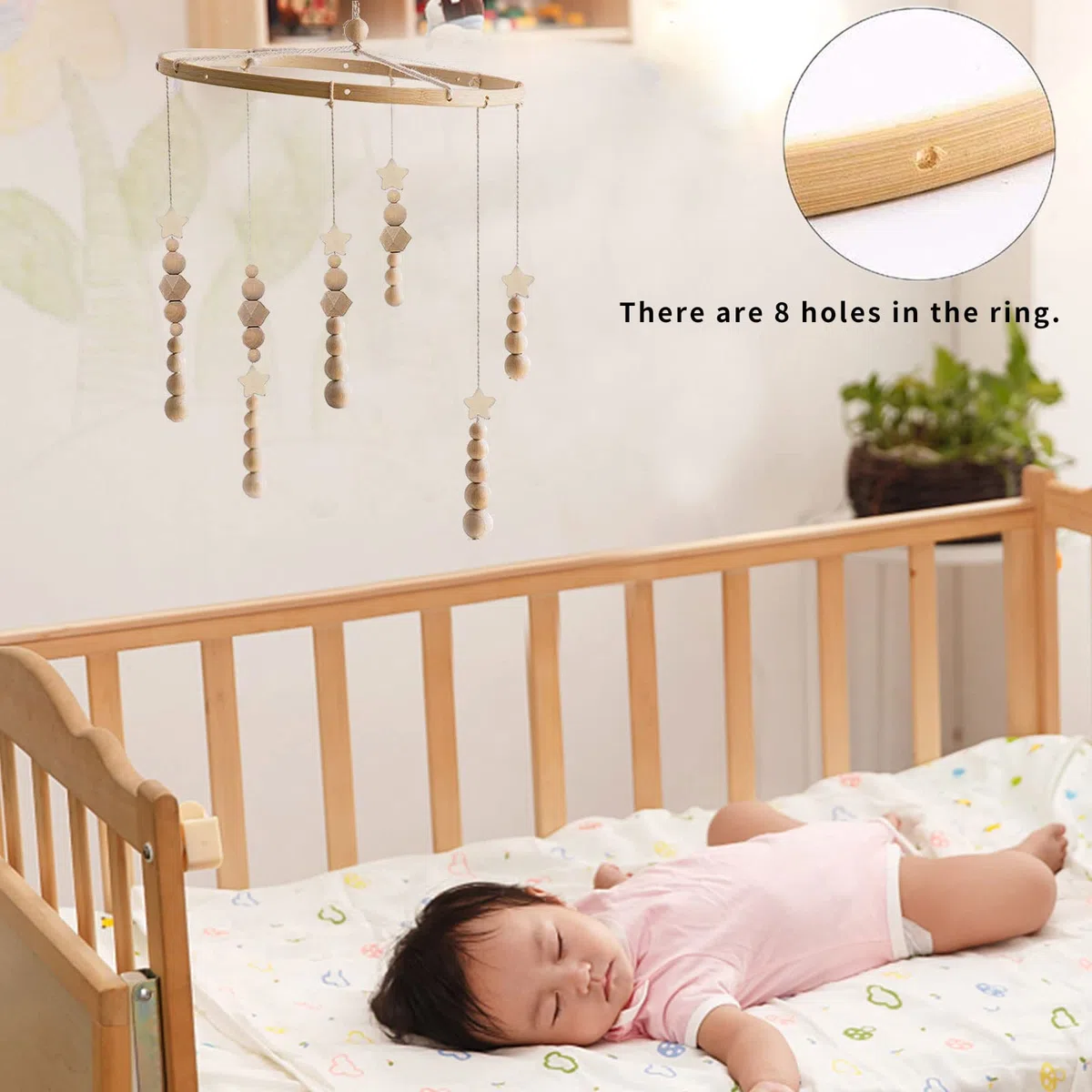 Kit telaio mobile in legno fai-da-te, Pendenti Perline da Giardino Fatti A Mano, Perline Legno Naturale, Campana Di Vento Bambini, Giocattoli Per Culla Neonati, Culla Musicale