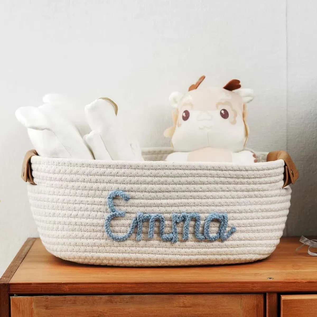 Cestino Personalizzato Con Nome For Baby Shower For Bambine E Bambini, Cestino In Cotone Personalizzato Con Nome, Regalo For Neonati/animali Domestici/giocattoli(13x24x32cm)