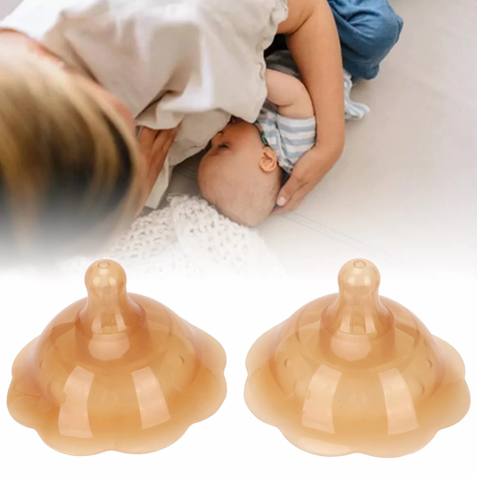 2 Pezzi Protezioni per Capezzoli in Silicone per Allattamento Neonato, Protezioni per Capezzoli per Allattamento Al Seno Doppia Ventosa Protezione per Protezioni per Capezzoli