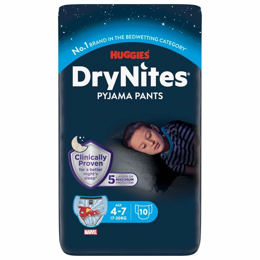 Huggies Drynites Mutandine Assorbenti per La Notte da Bambino, 4-7 anni, 17-30kg, 30 Pezzi
