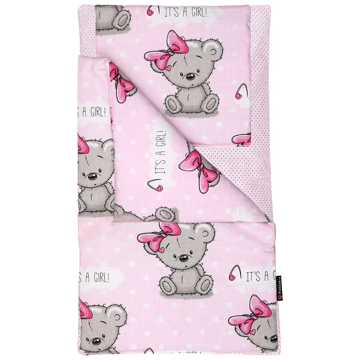 PinkZebra Set di 3 pezzi di biancheria da letto per bambole, coperta + cuscino + materasso, fino a 43 cm, per carrozzina di bambola, per letto di bambola, It's A Girl