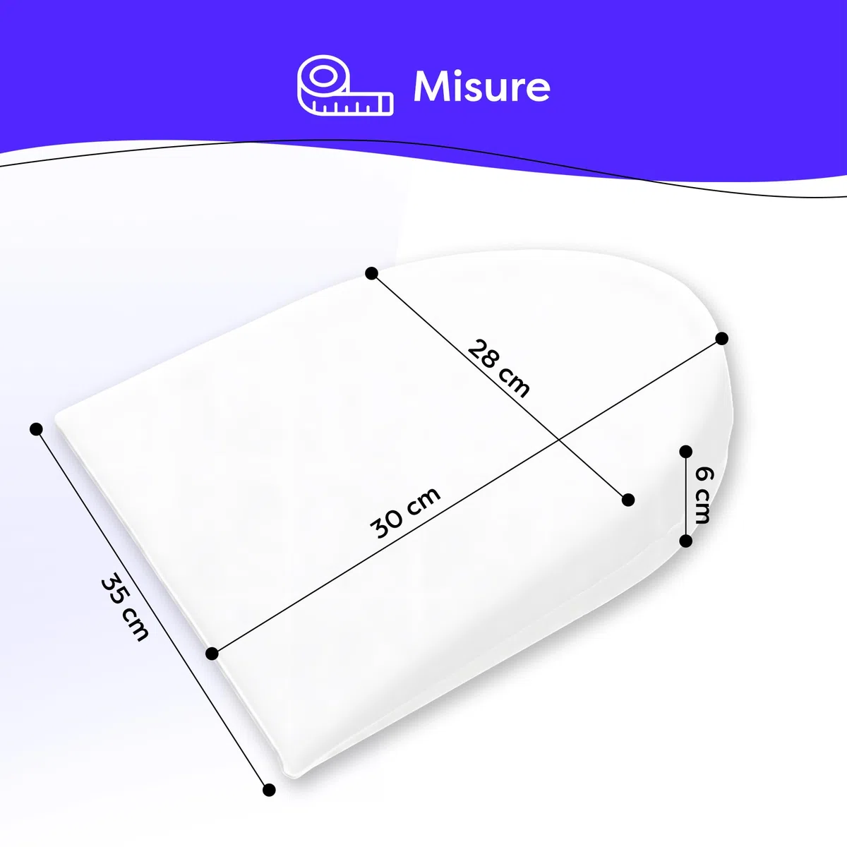 Wolkenfeld Cuscino a Cuneo Inclinato contro Reflusso e Coliche – Cuscino Antireflusso Ergonomico, Impermeabile e Lavabile | Forma Semicircolare – 35 x 28 x 6 cm