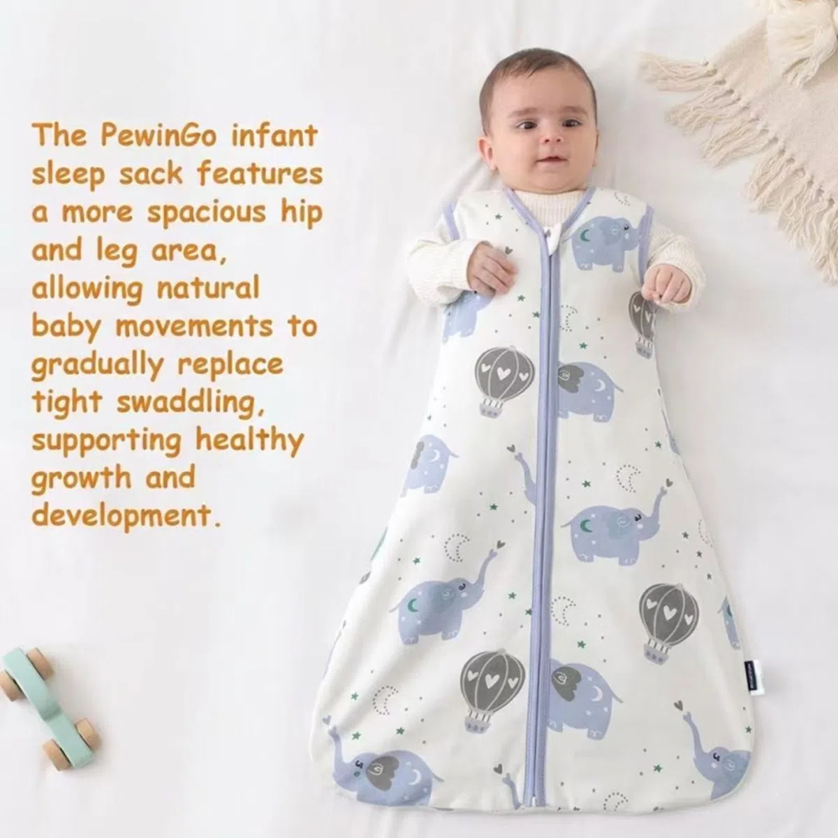 Sacco Nanna Neonato 0.5 TOG 2 Pezzi 0-6 Mesi |in Cotone 100% | Coperta Indossabile con Doppia Cerniera | Morbido, Traspirante & Lavabile in Lavatrice