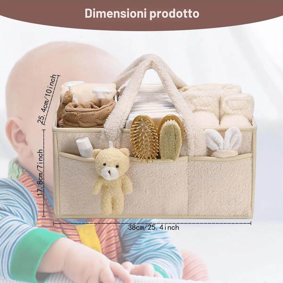 Comioke Porta Pannolini, Borsa Porta Pannolini Organizer, Cestini Portaoggetti Neonato, Cestino con Scomparti e Maniglie - Regalo Neonato, OrganizerPer Neonati,Cestino