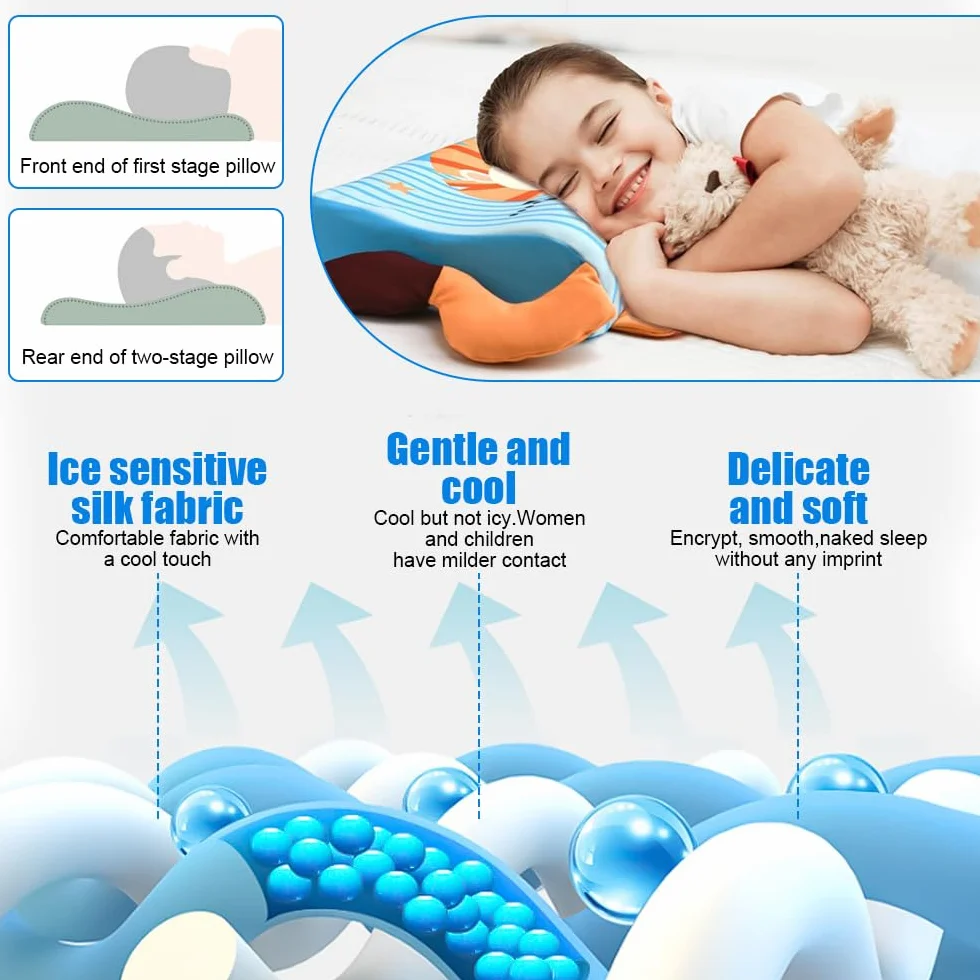 Cuscino Memory Foam Bambini, Cuscino Schlummerkids, Cuscino per Bambini con Federa, Ergonomico, Lavabile a Partire, Con Animali Kawaii, per Bambino a Partire dai 3 Anni in su (Leone)
