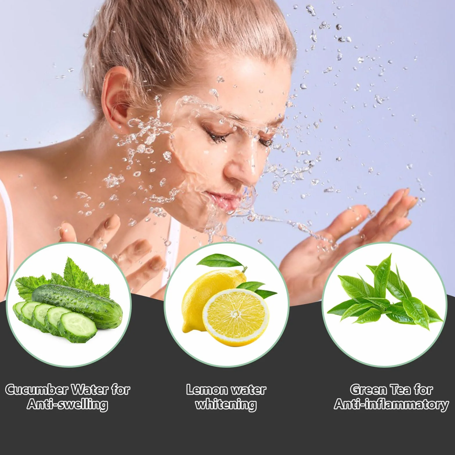 Ciotola per Il Viso con vano Integrato per Il Ghiaccio, Silicone Pieghevole, Ciotola per Immersione facciale per tonificare la Pelle e ridurre l'acne (Nero)