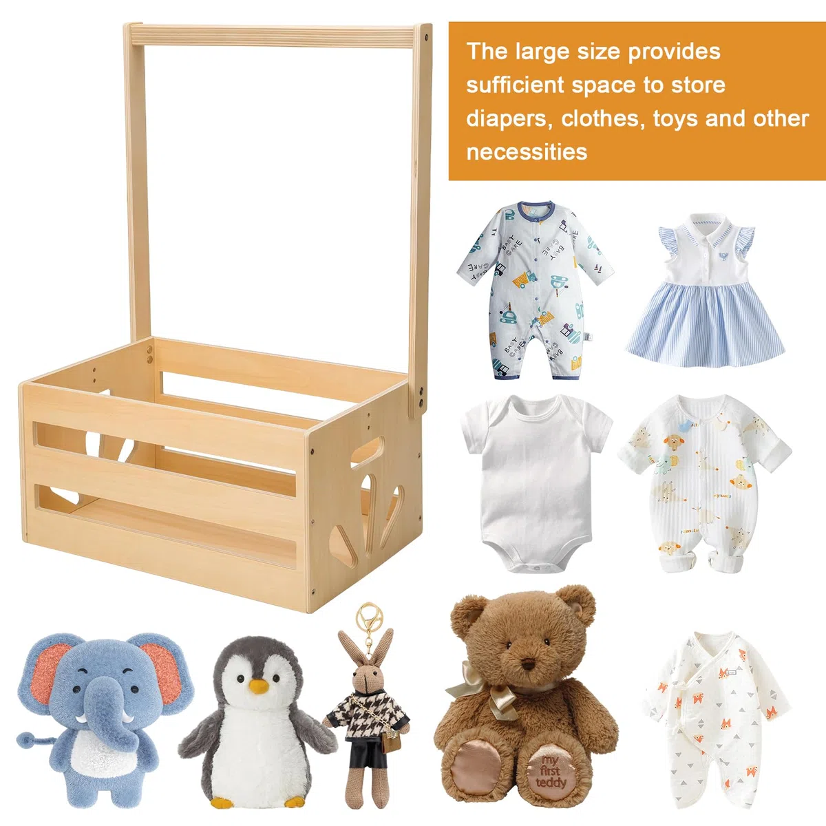 Cestino regalo per bambini in legno con maniglia, scatola per baby shower, armadio con maniglia, pratico cestino decorativo per baby shower, box doccia per bambini, cestino per bambini personalizzato