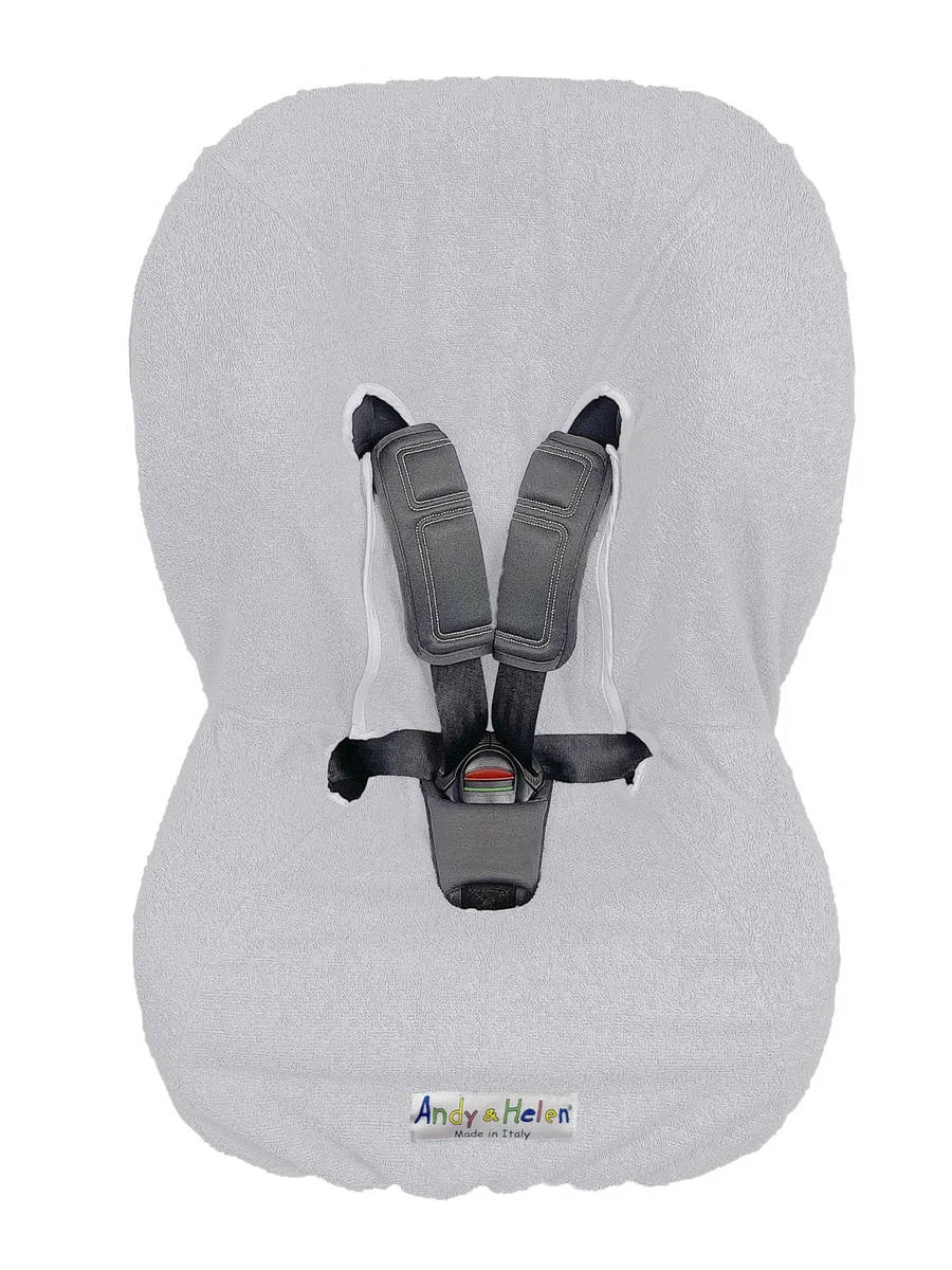Andy & Helen 9001 Copri Seggiolone Auto Spugna di Cotone 100% Copriseduta Universale, Antiallergico per Bambino e Neonato - Made in Italy (Grigio)
