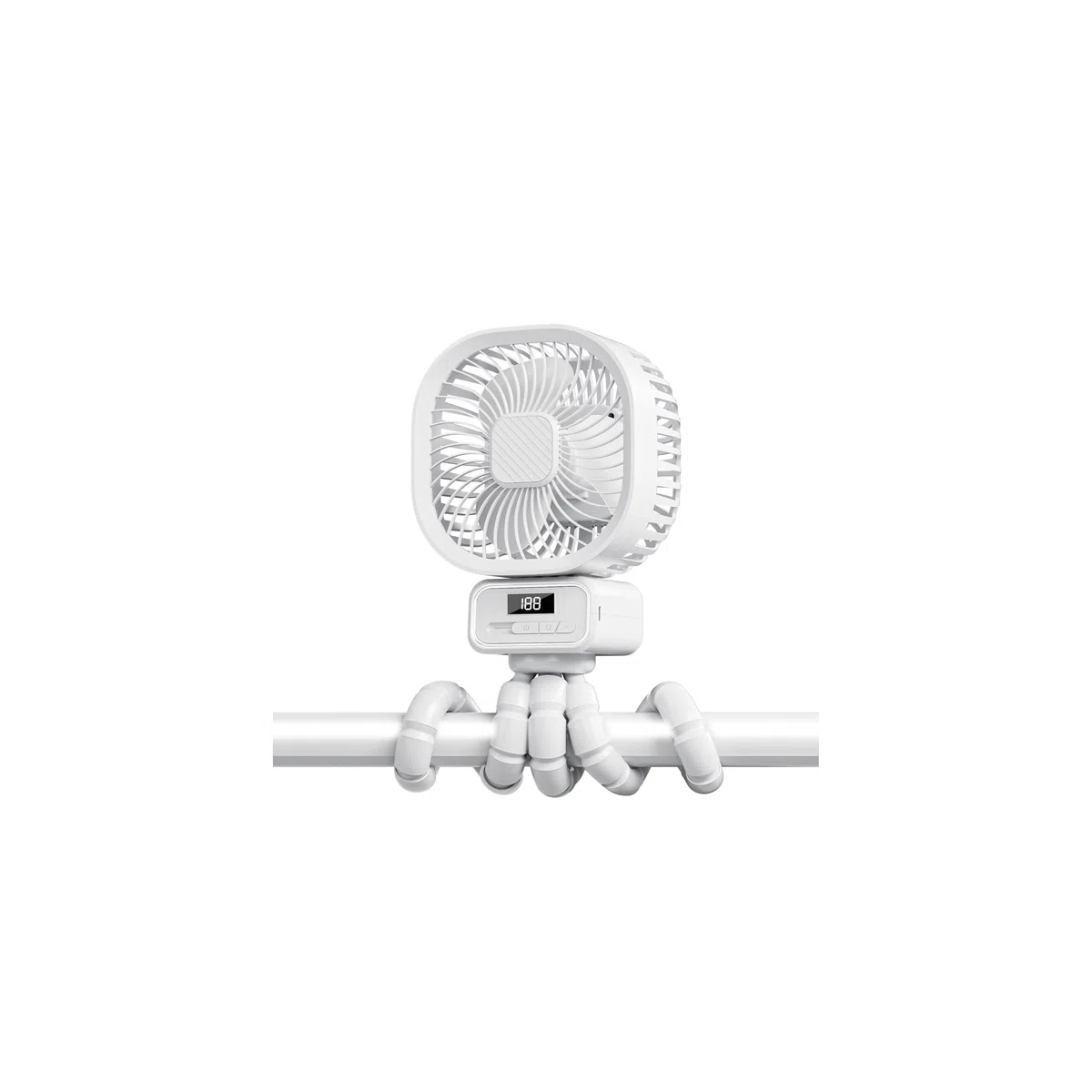 Ventilatore Portatile per Passeggino con 10000mAh, USB Ricaricabile Ventilatore da Tavolo con 3 Velocità, 270° Rotazione Ventilatore Silenzioso con Supporto Staccabile per Passeggino, Culle,Bianco