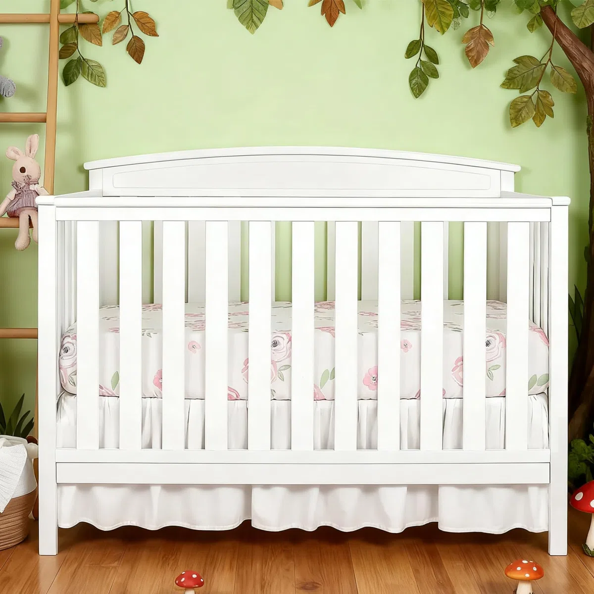 Gonne bianche per lettino per culla, gonna per biancheria da letto per bambini per culla per neonati o ragazzi, 28x52x14 pollici