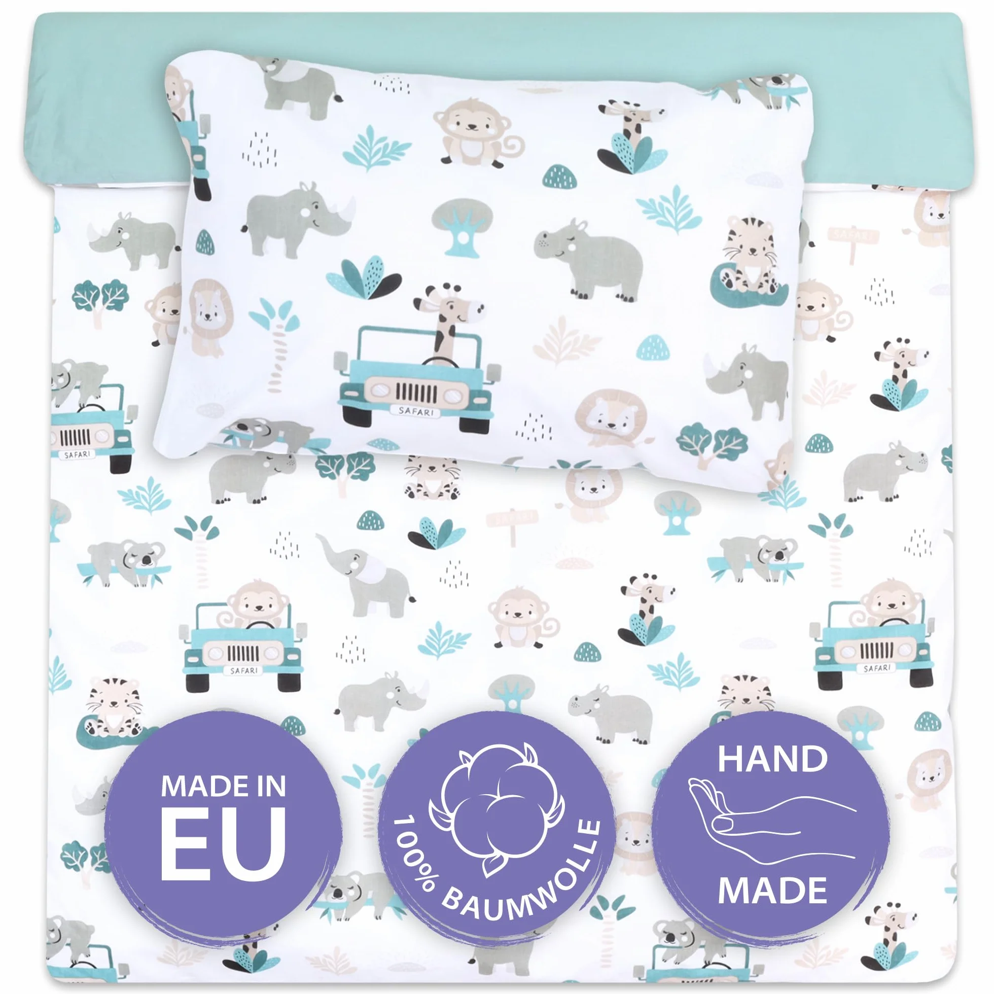 Totsy Baby Copripiumino lettino neonato 100x135 cm - Cotone parure di copripiumini bambino e bambina per culla Set lenzuolo per piumino 100 x 135 cm con federe 60 x 40 cm Oeko-Tex