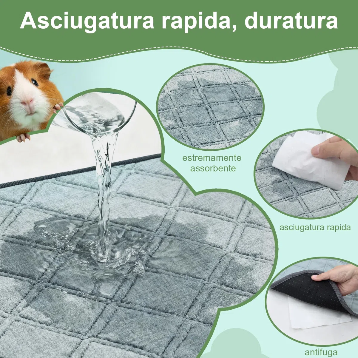 3 Coperchi Anti-Urina Riutilizzabili per Cavie - Super Assorbente & Anti-Scivolamento, Accessorio Ideale per Gabbia, Casa e Recinto Interno di Cavie(3, 60 * 45cm)