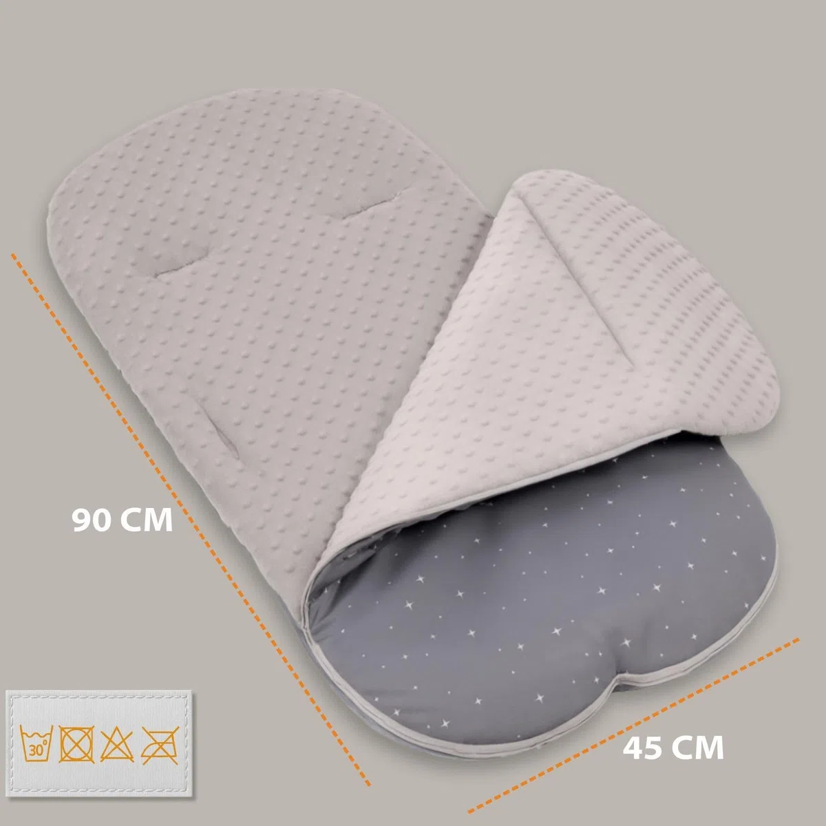 Sacco passeggino invernale nanna 90x45 cm - coprigambe universale neonato termico per cybex yoyo e altri passeggini perfetto per ragazzi e ragazze Minky certificato Oeko-Tex Beige Con Stelle Bianche