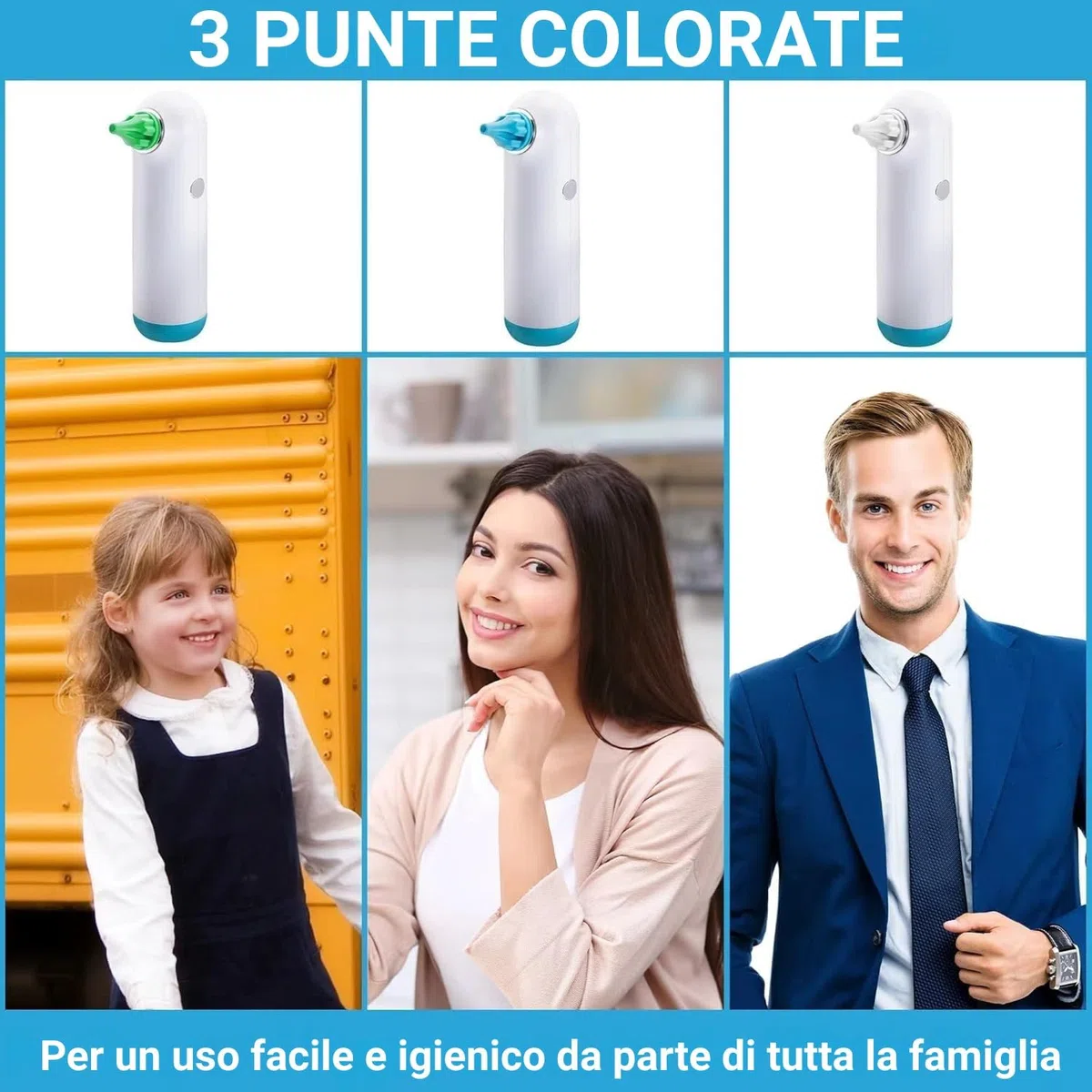 Asciugatore Elettrico per Orecchie di Tilcare - Asciugatore per Orecchie Ricaricabile per Nuotare, Fare la Doccia - Con 3 Punte per Asciugare le Orecchie e Custodia per il Trasporto