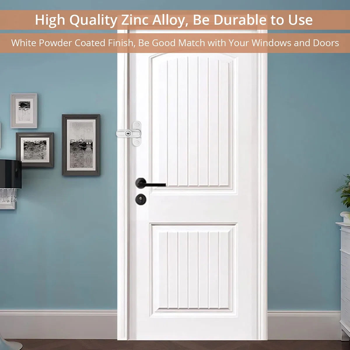 Kamtop 4PZ Chiusura di Sicurezza con Chiave Sash Blocker per Finestra e Porta Serrature di Sicurezza in UPVC PVC per Finestra Serratura per Finestra a Forma di T in Lega di Zinco per Bambini-Bianco