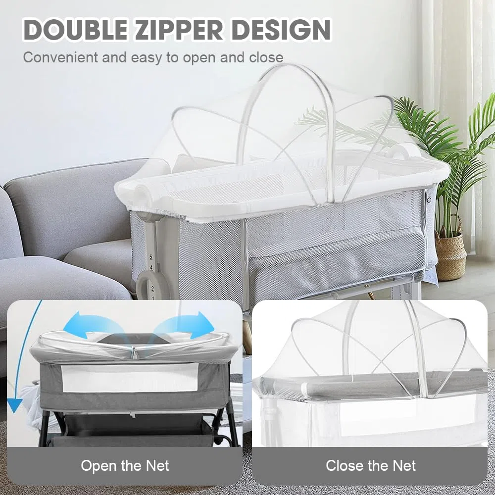 mizikuu Zanzariera Culla Neonato, Zanzariera per Lettino Universale 55x100cm con Cerniera a 2 Vie Portatile Traspirante Zanzariere per culla per Camera da Letto Familiare, Campeggio, Bianco