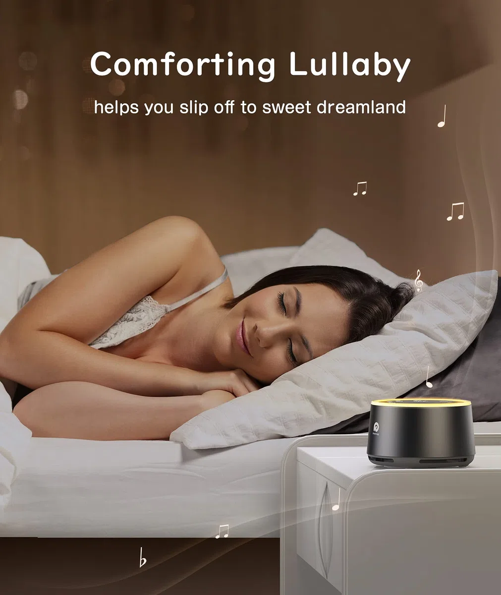 Dreamegg - Macchina per il rumore bianco, per bambini e adulti, 24 suoni naturali HiFi, terapia con luce notturna, continua o timer, funzione di memoria, macchina per il rumore per dormire a casa e