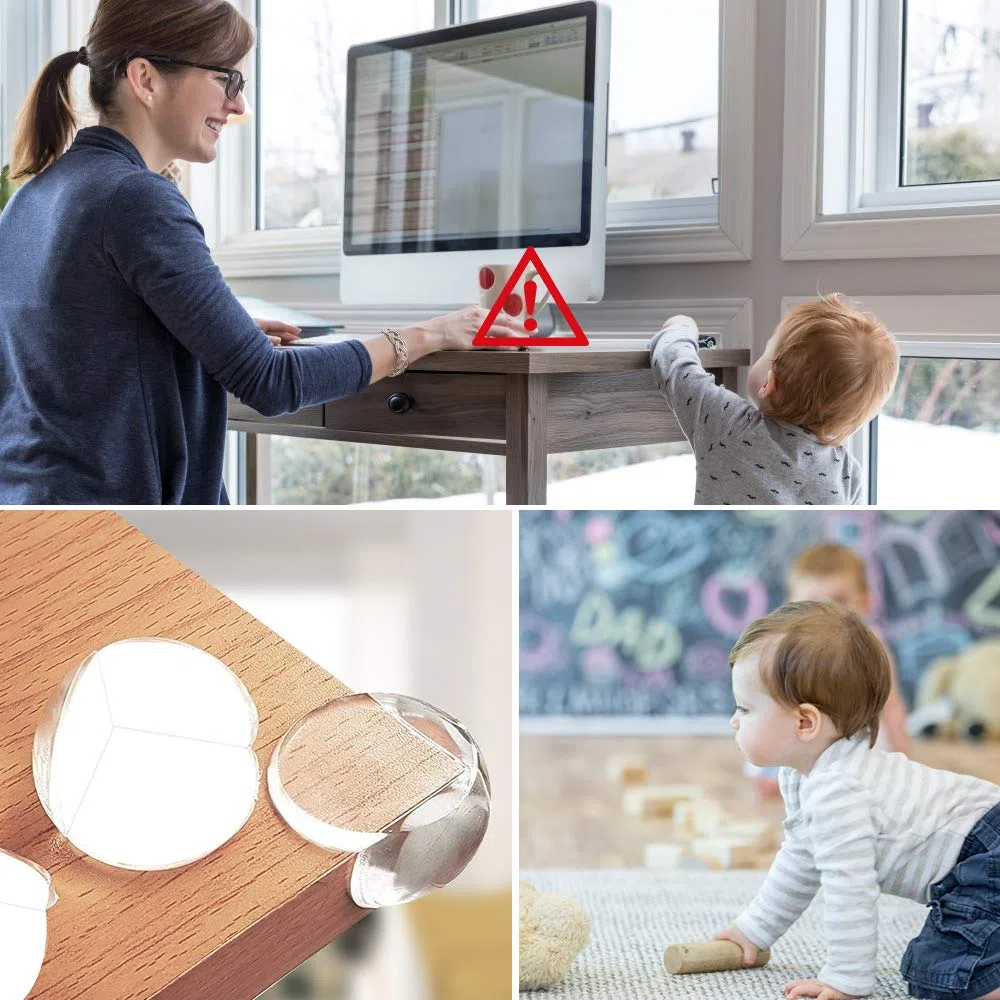 36 PCS Kit di Sicurezza per Bambini, 8 Protezione Spigoli e Angoli 10 Coperchio di Protezione Della Presa 8 Blocchi per Porta 8 Blocchi per Armadio e Cassetto Armadio e 2 Chiave