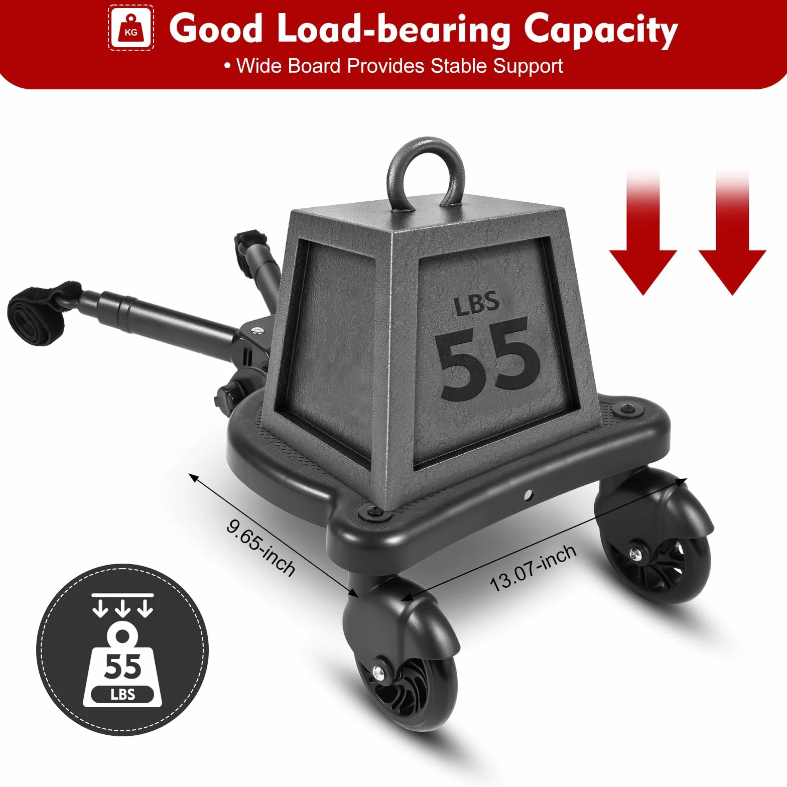 Pedana Passeggino Universale, Pedana Passeggino, Pedana per Passeggino Universale, Carico Max 25kg, Accessori Passeggino con Cuscino, Passeggino Gemellare per Passeggiate, Giochi e Spesa