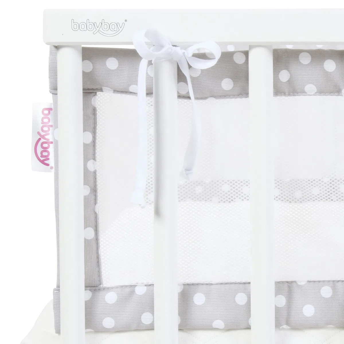 Babybay Babynest Mesh-Piqué Suitable For Model Maxi, Boxspring, Comfort And Comfort Plus, Pearl Grey Points White - 200 g