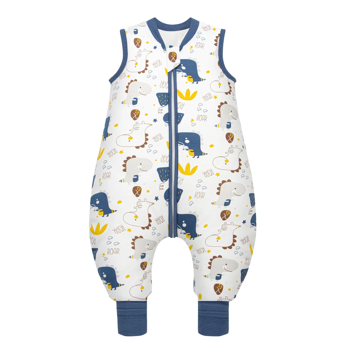 Bambini Sacco nanna invernale con gambe 2,5 Tog, cotone,Sacco nanna con piedini,75-85 cm/6-18 mesi,Dinosauro