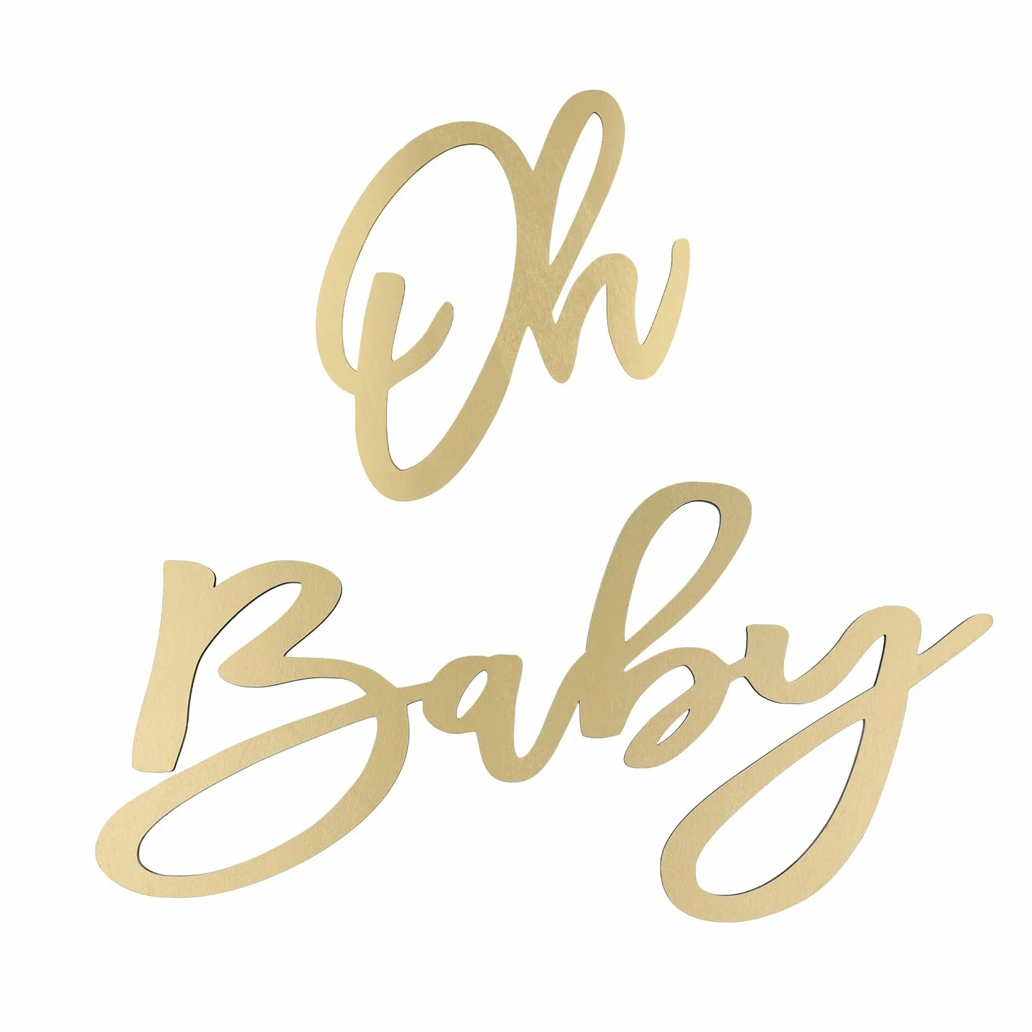 Cartello Oh Baby - Striscione in Legno per Baby Shower con Lettere Dorate - Decorazioni per Sfondo Neonato e Bambina