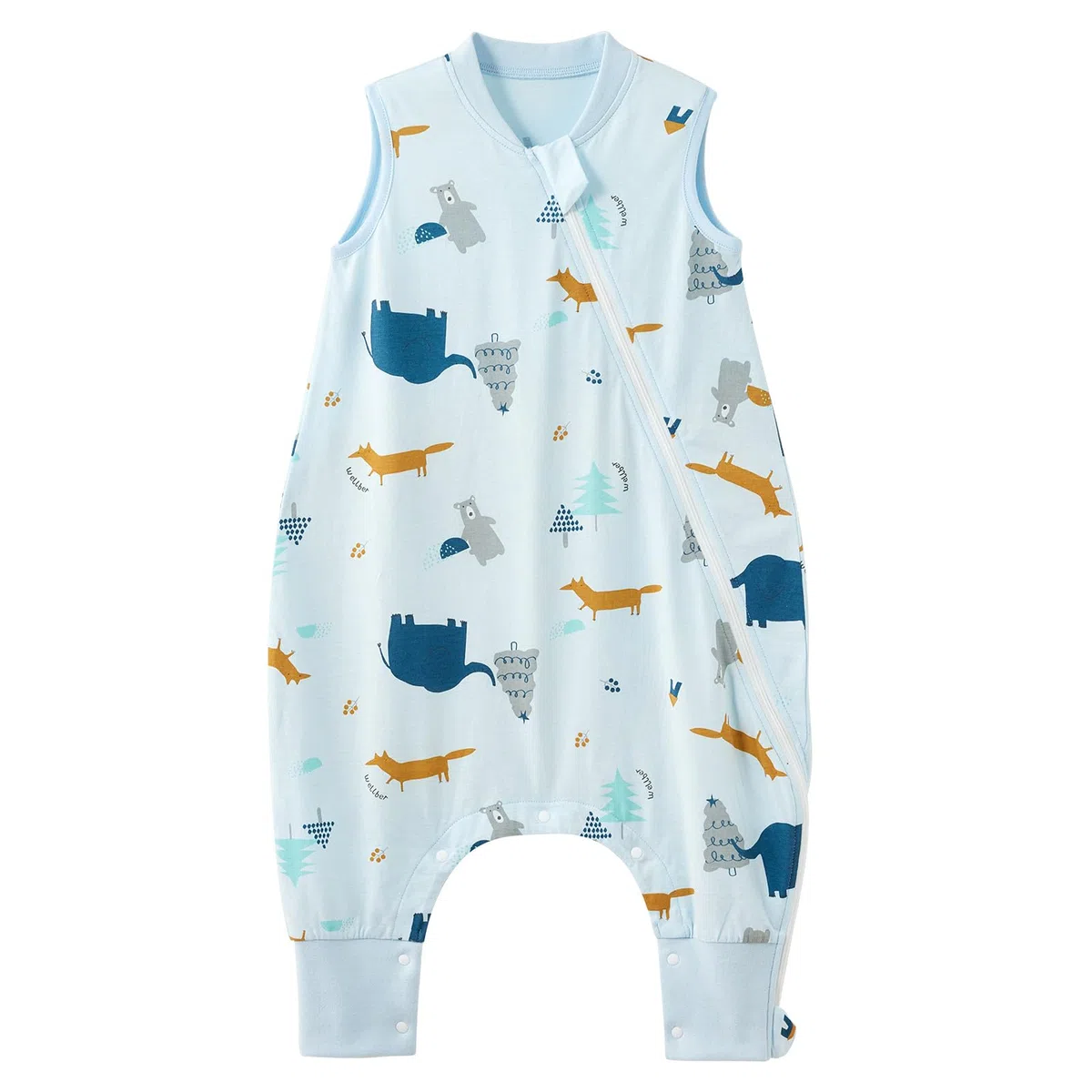 Duomiaomiao Sacco nanna estivo con gambe, 0,5 TOG, 100% cotone, coperta indossabile per bambini, 2-3 anni, elefante