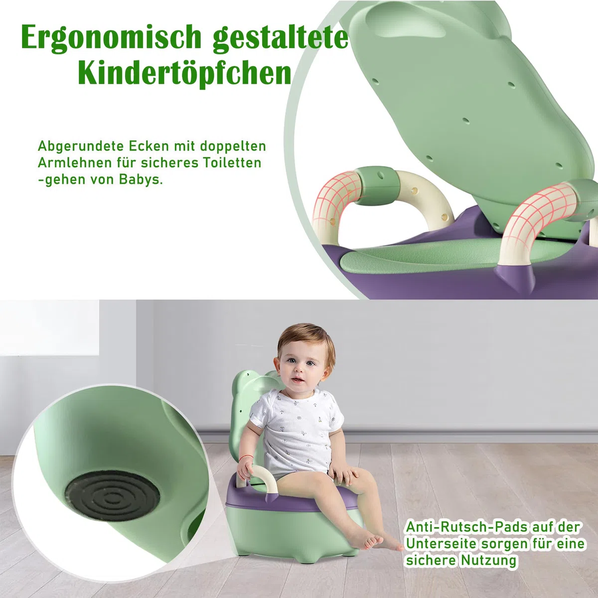 Froadp Vasini per Bambini da 0 a 6 Anni Baby Toilette WC con PU Sedile e Vasino Estensibile Gabinetto Trainer Portatile con Coperchio Rimovibile a Forma di Rana per Neonato (48.5cm, Blu)
