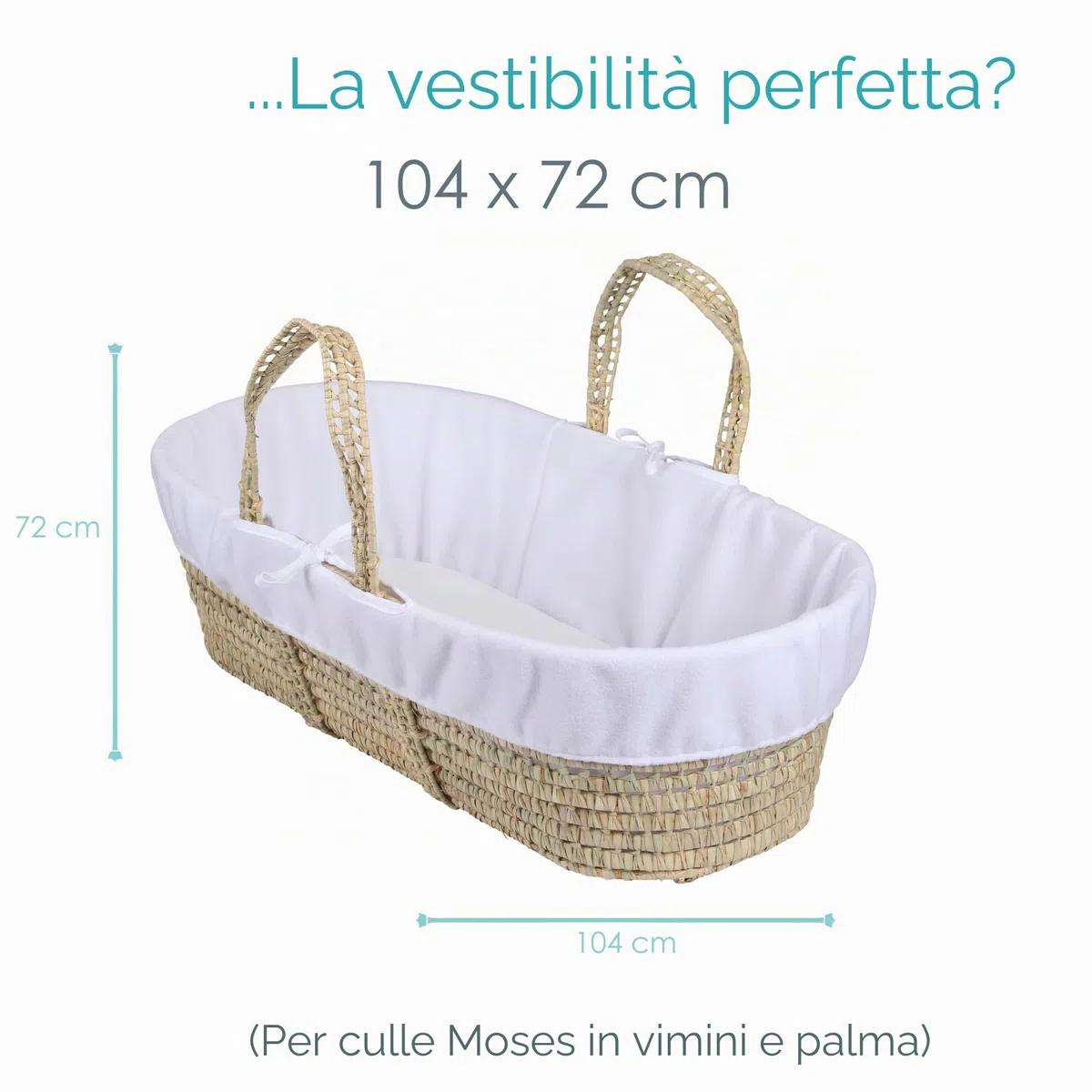 Clair de Lune Lenzuolo di ricambio per culla in vimini per neonati, in lana, colore: bianco