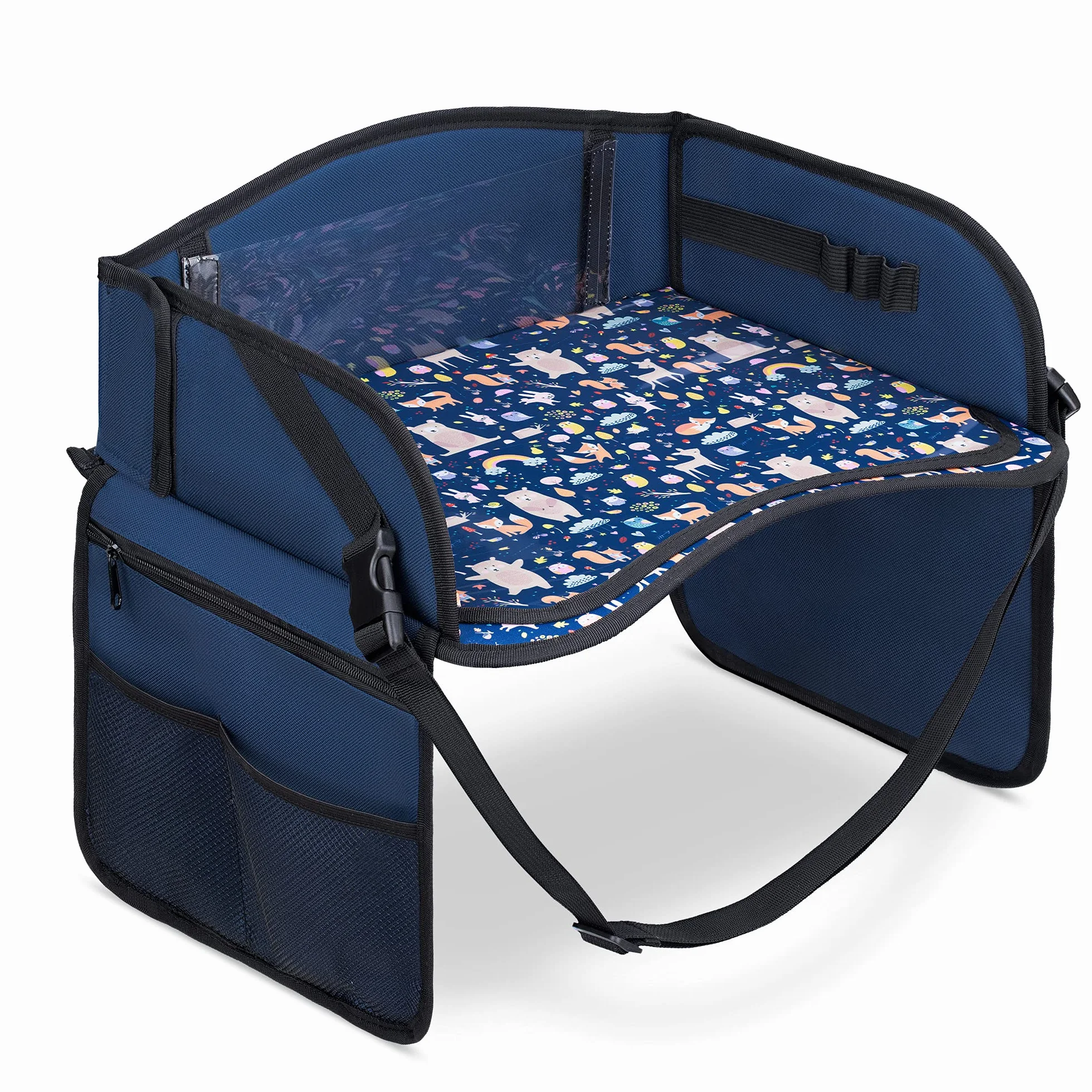 Navaris Tavolino Auto Bambini - Tavolo da Viaggio Pieghevole - Banco da Viaggio per Bimbi - Vassoio Portatablet per Studiare Disegnare in Macchina