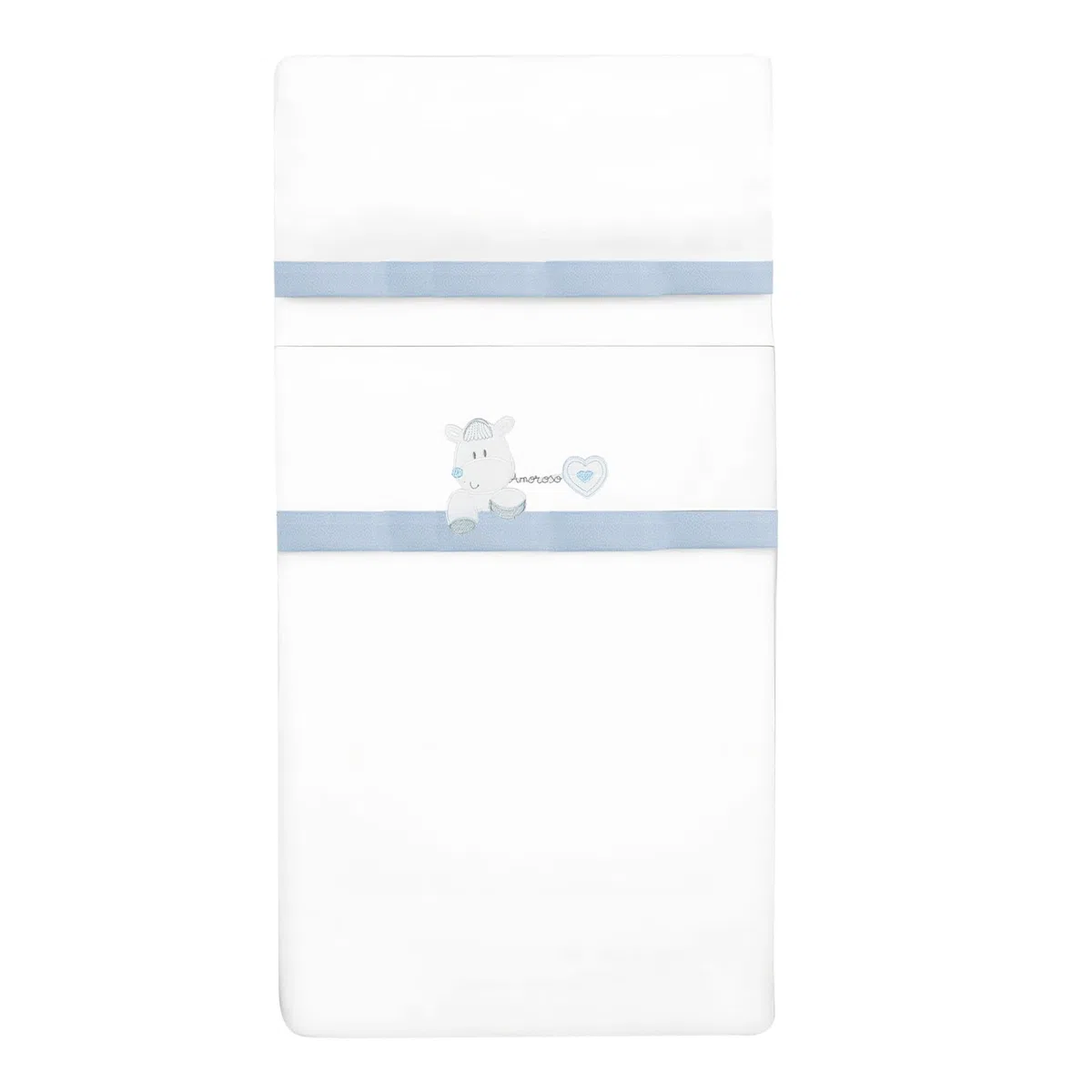 various Set Lenzuola Lettino Neonato 60x120 cm, 100% Cotone Extra Morbido, Include Lenzuolo con Angoli, Lenzuolo Sopra e Federa, Biancheria Letto Bambino Traspirante colore BCO/blu