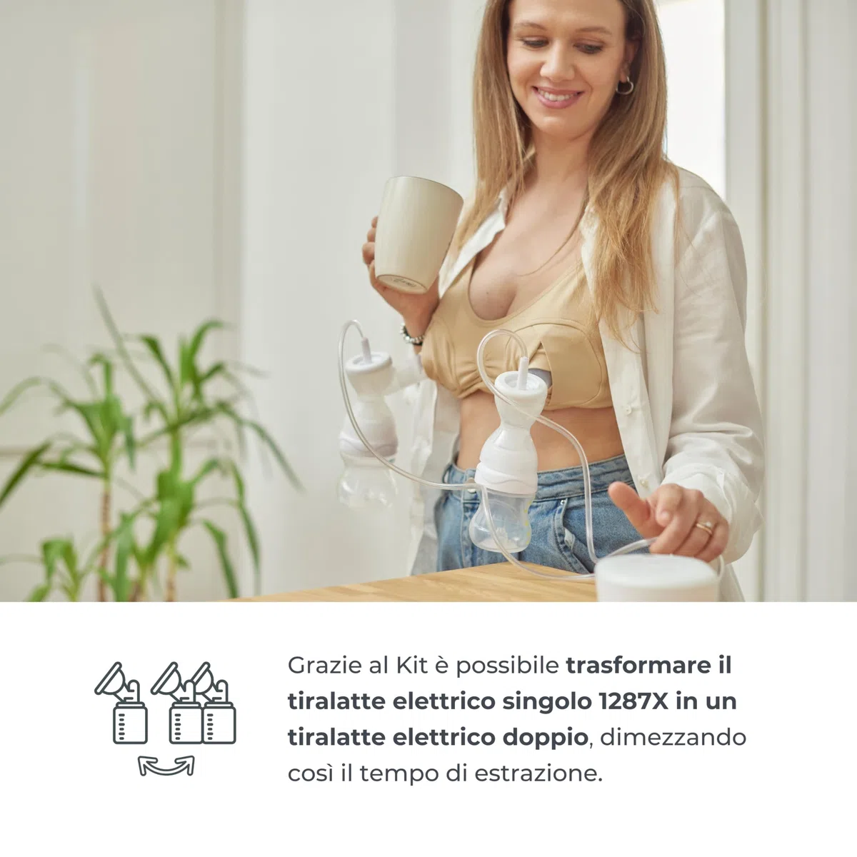 Nuvita Kit Trasformazione Doppio Tiralatte per Materno Smart X - 1287KDX | Kit Completo Accessori, Biberon Anti-Colica Approvato AIO