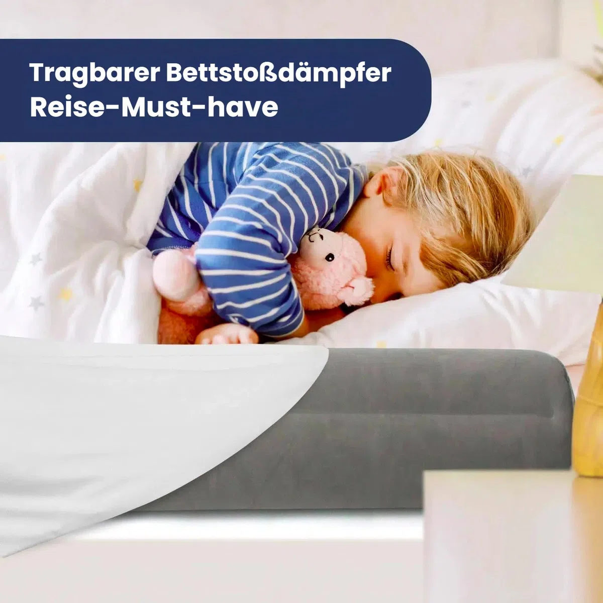 Confezione da 2 protezioni gonfiabili per letto da viaggio, gonfiabili, 140 cm, per bambini e neonati (2 grigi)