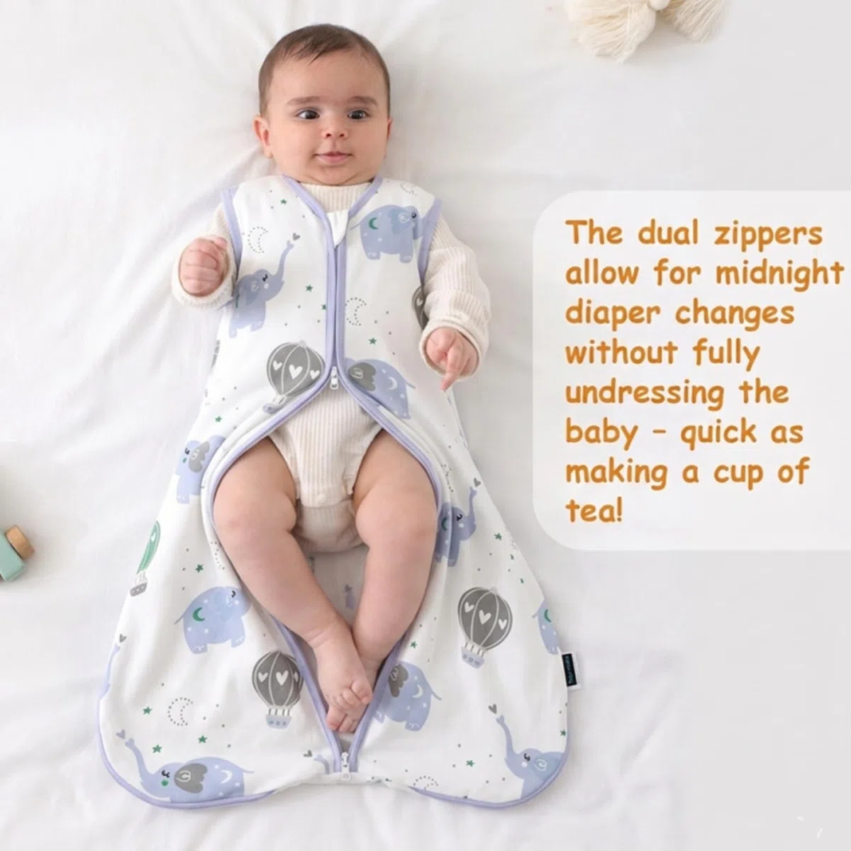 Sacco Nanna Neonato 0.5 TOG 2 Pezzi 0-6 Mesi |in Cotone 100% | Coperta Indossabile con Doppia Cerniera | Morbido, Traspirante & Lavabile in Lavatrice
